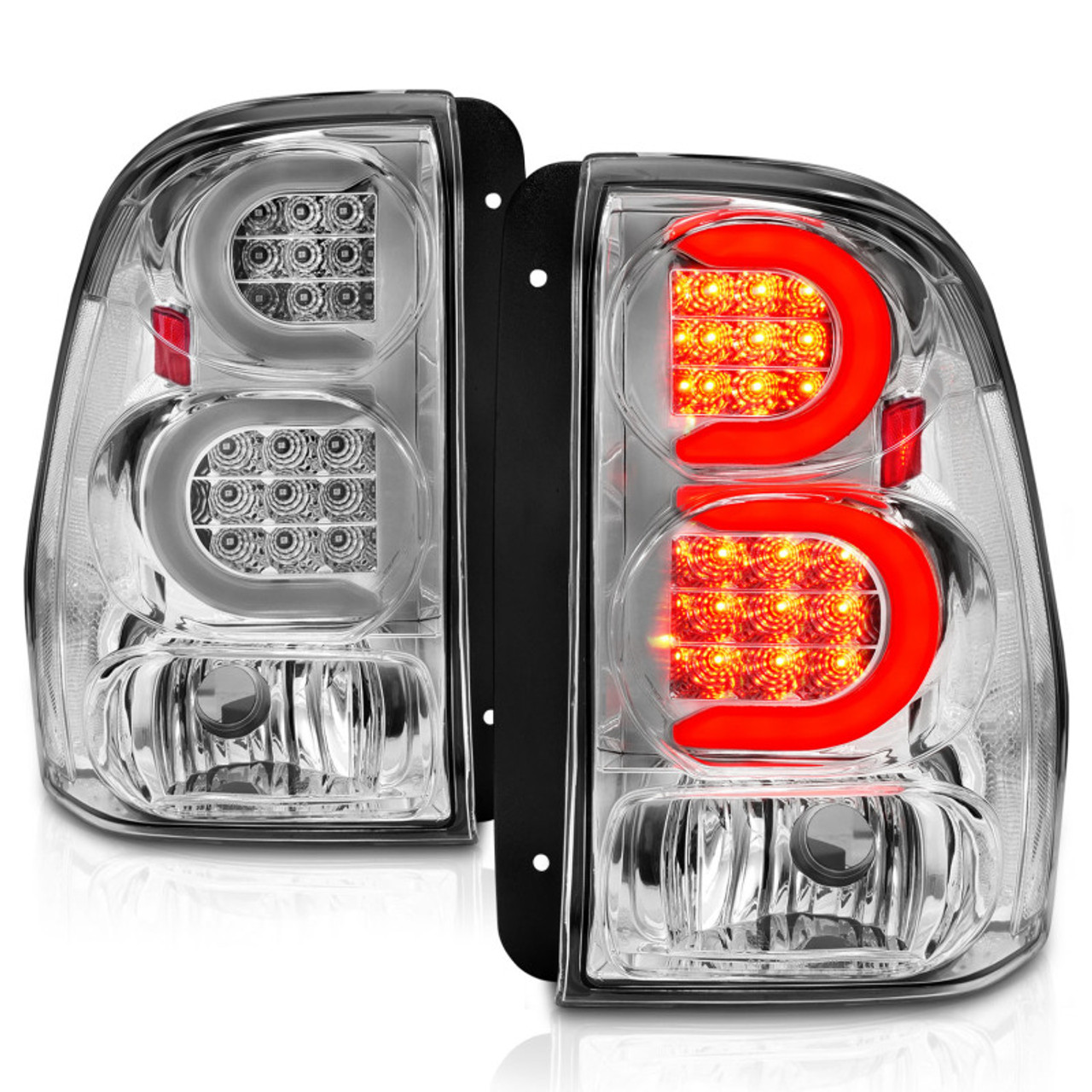 ANZO 2002-2009 Chevrolet Trailblazer LED Tail Lights w/ Light Bar Chrome Housing Clear Lens - 311373