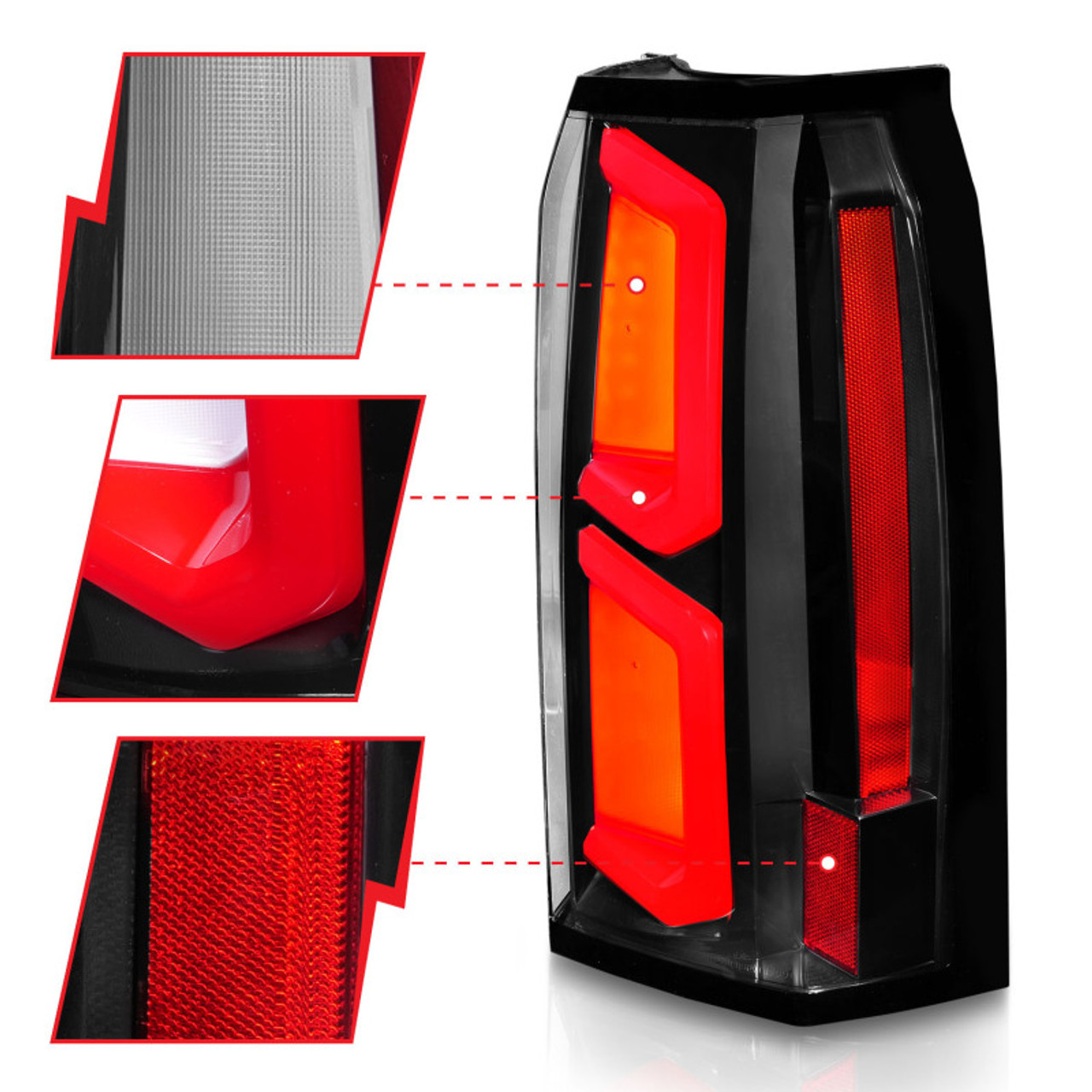 ANZO 2015-2020 Chevrolet Tahoe LED Tail Lights w/ Light Bar Black Housing Clear Lens - 311374