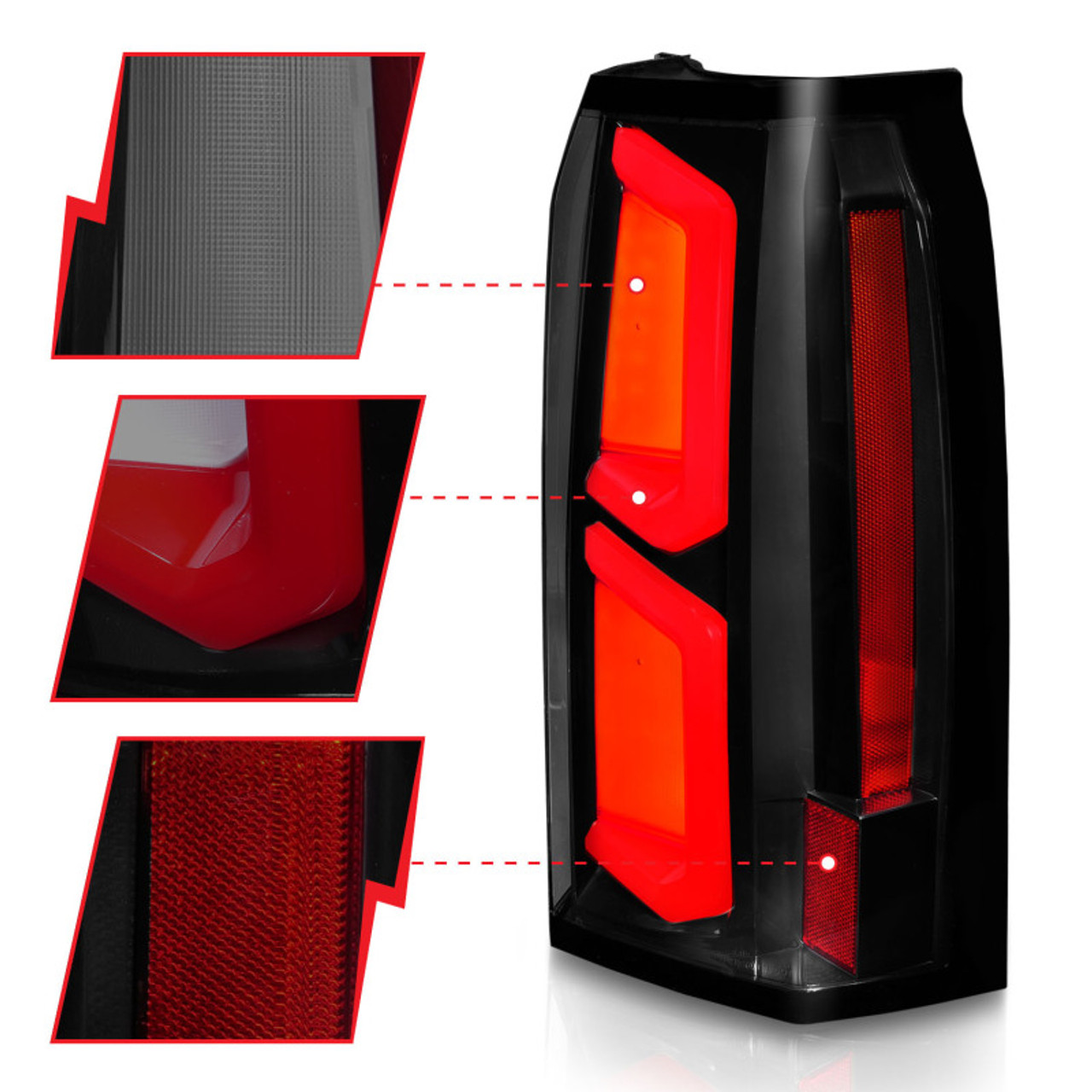 ANZO 2015-2020 Chevrolet Tahoe LED Tail Lights w/ Light Bar Black Housing Somke Lens - 311375