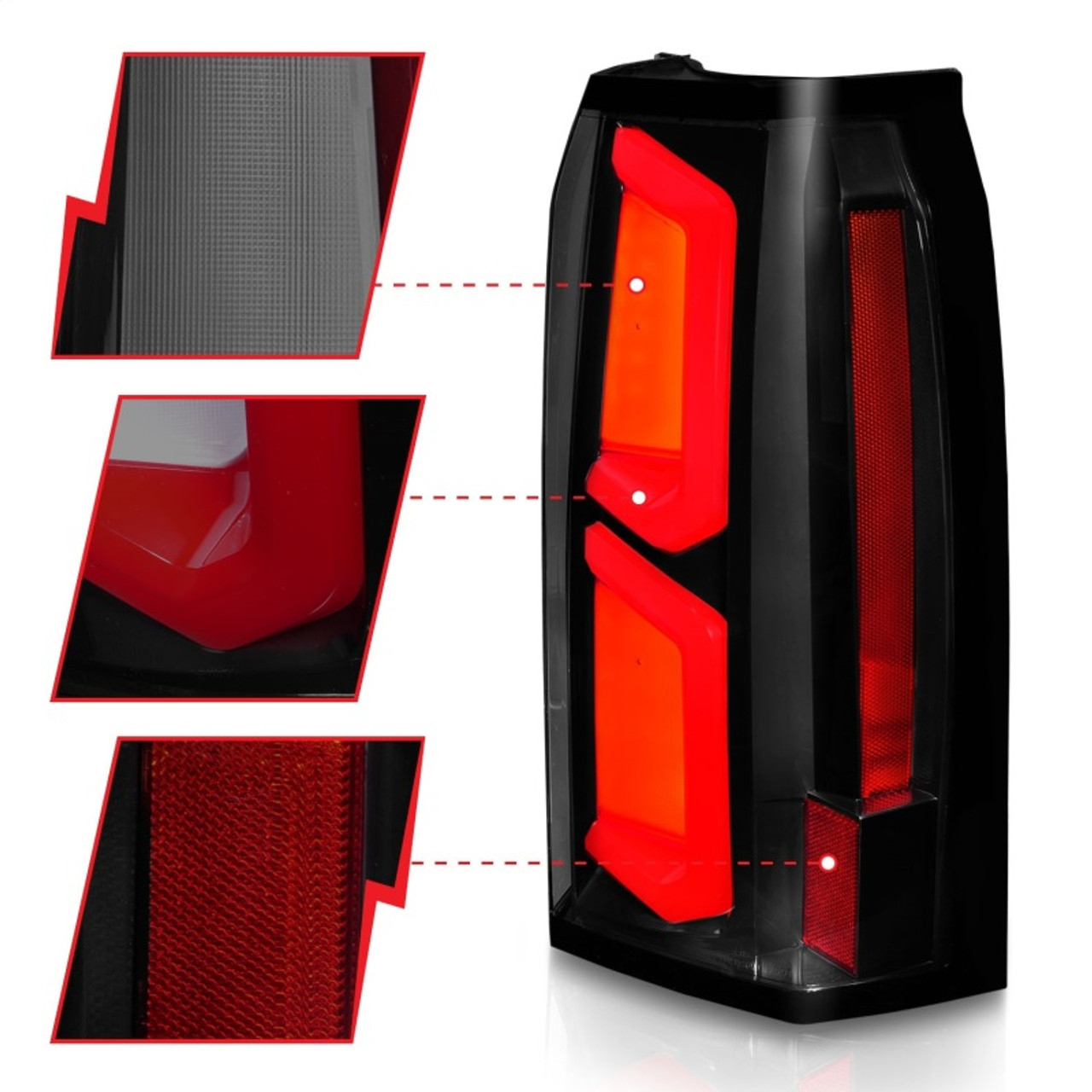ANZO 2015-2020 Chevrolet Tahoe LED Tail Lights w/ Light Bar Black Housing Somke Lens - 311375