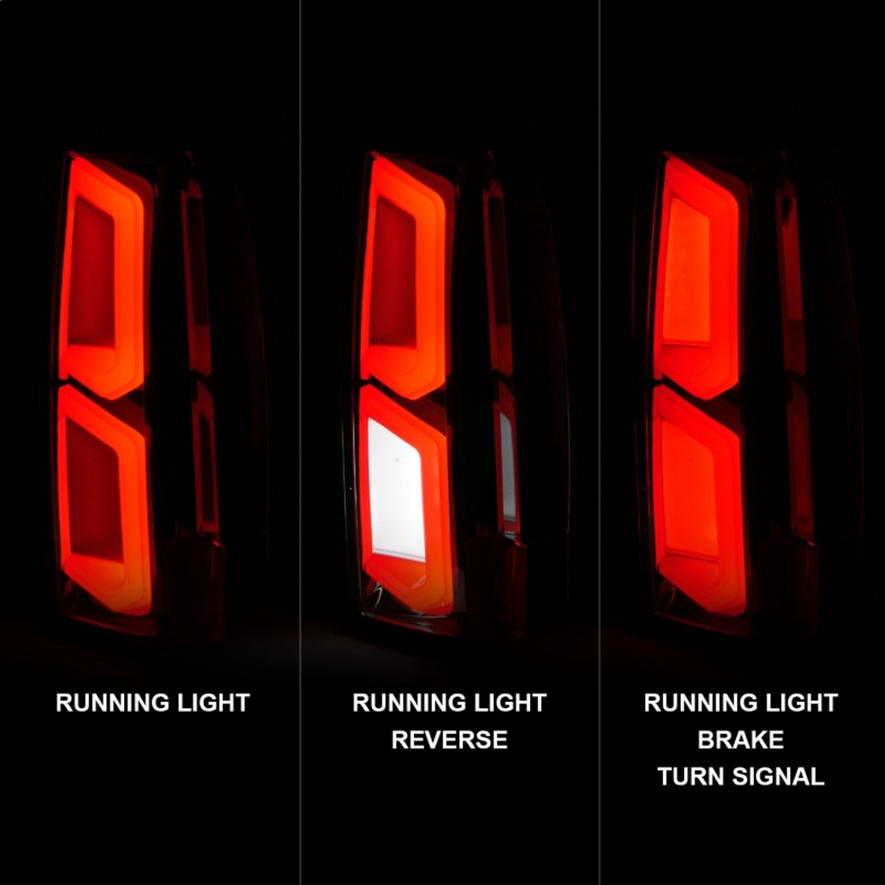 ANZO 2015-2020 Chevrolet Tahoe LED Tail Lights w/ Light Bar Chrome Housing Clear Lens - 311376