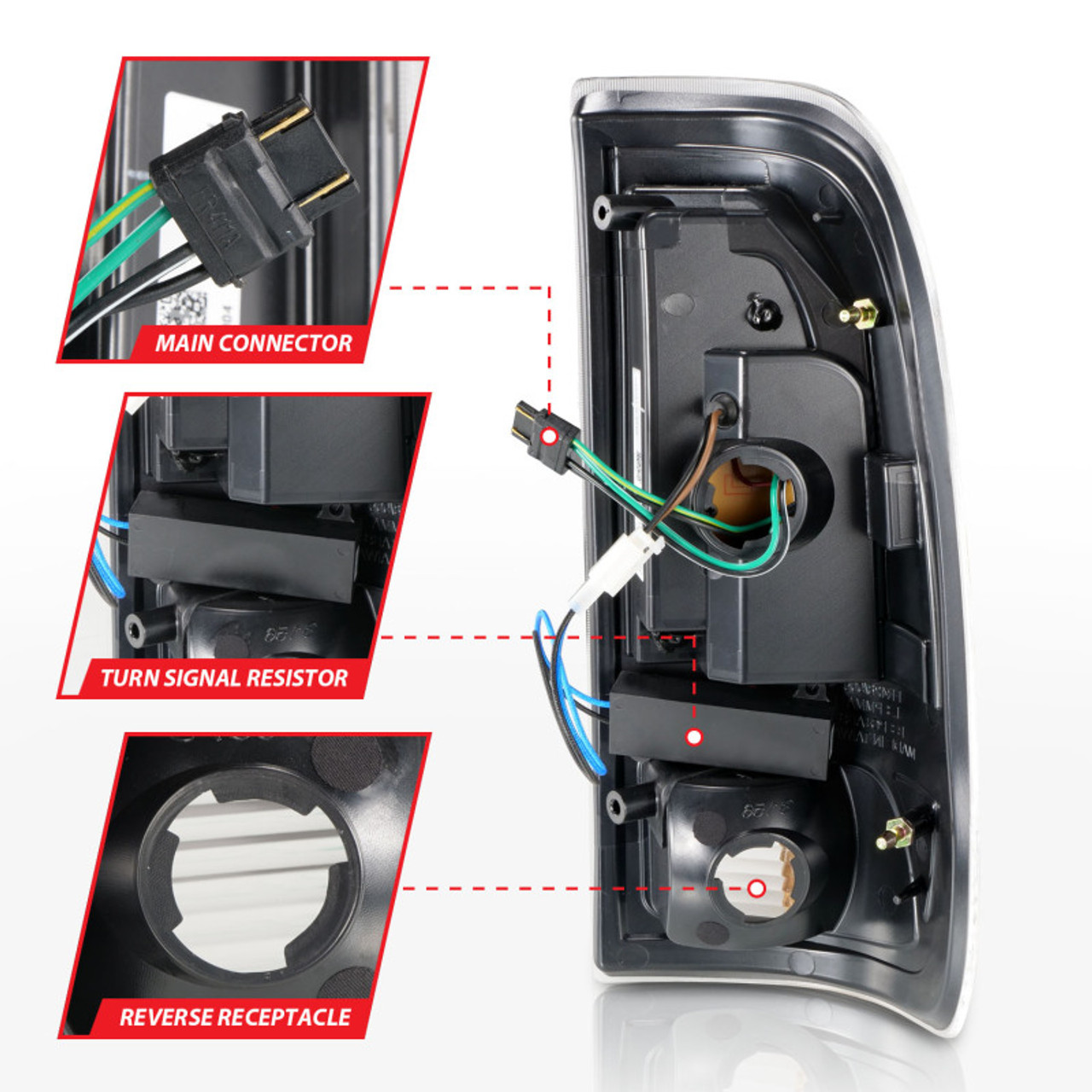 ANZO 1997-2003 Ford F-150 LED Tail Lights w/ Light Bar Black Housing Clear Lens - 311377