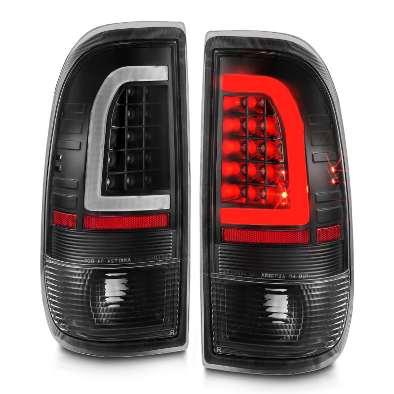 ANZO 1997-2003 Ford F-150 LED Tail Lights w/ Light Bar Black Housing Clear Lens - 311377