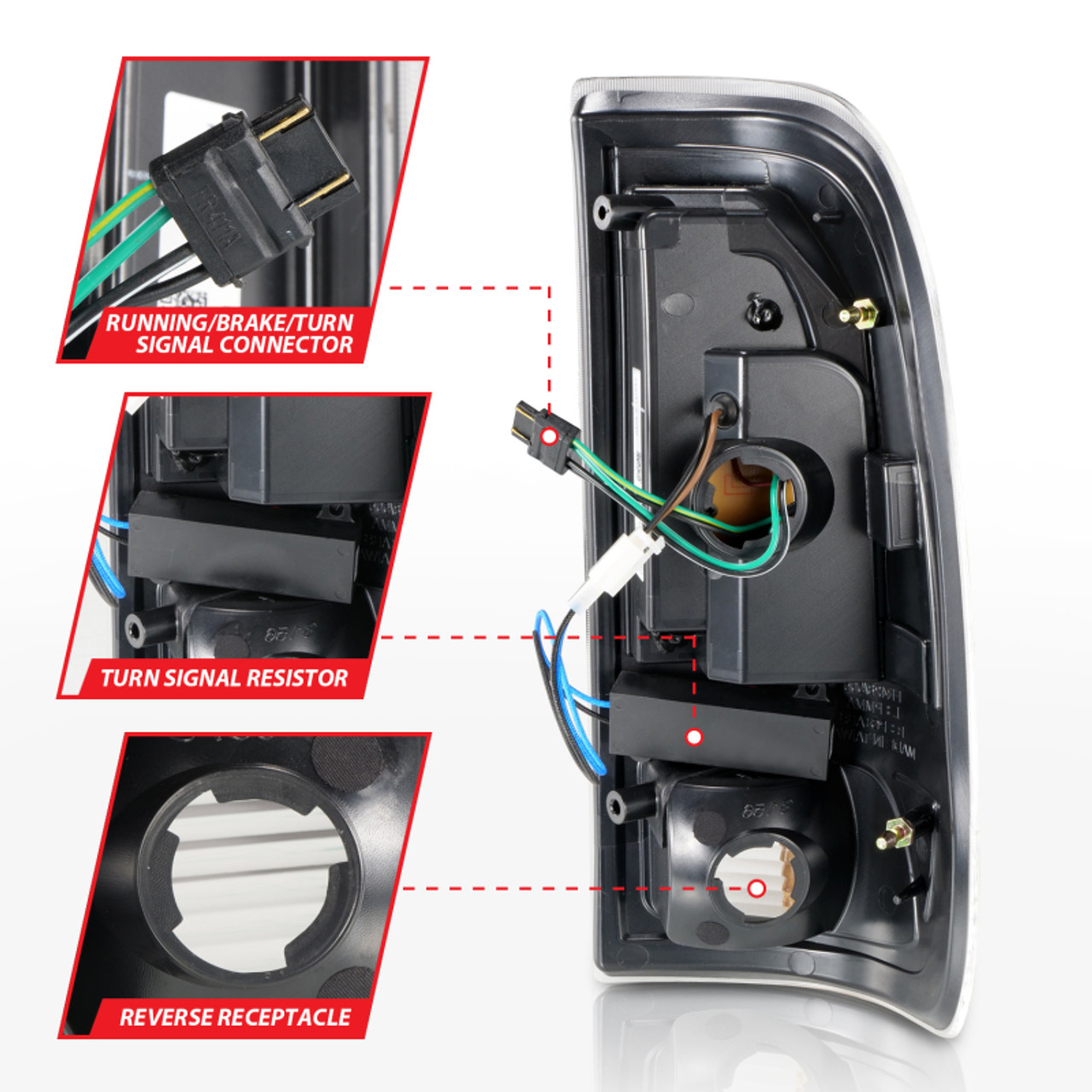 ANZO 1997-2003 Ford F-150 LED Tail Lights w/ Light Bar Black Housing Smoke Lens - 311378