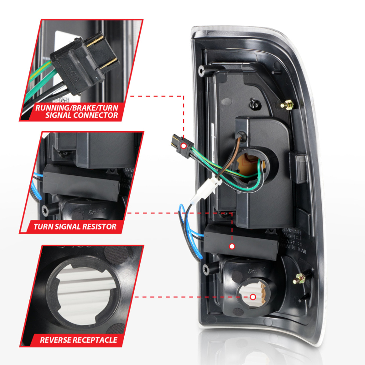 ANZO 1997-2003 Ford F-150 LED Tail Lights w/ Light Bar Black Housing Smoke Lens - 311378
