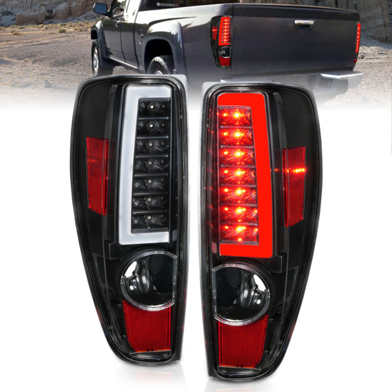 ANZO 2004-2012 Chevrolet Colorado/ GMC Canyon LED Tail Lights w/ Light Bar Black Housing - 311382