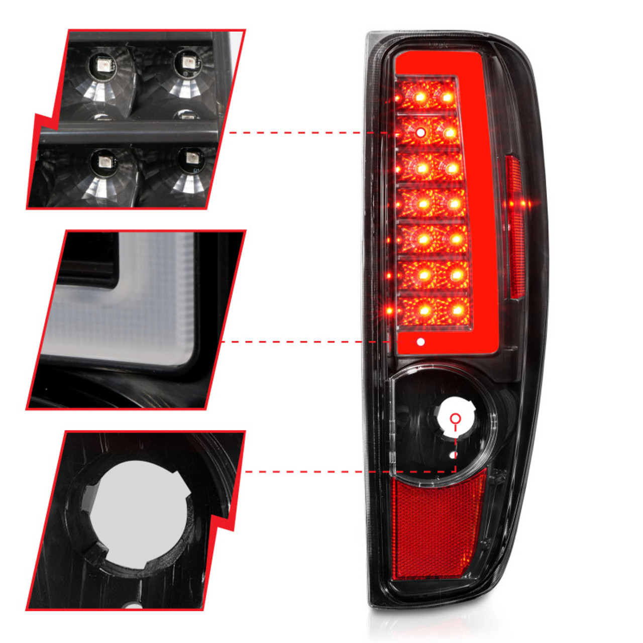 ANZO 2004-2012 Chevrolet Colorado/ GMC Canyon LED Tail Lights w/ Light Bar Black Housing - 311382
