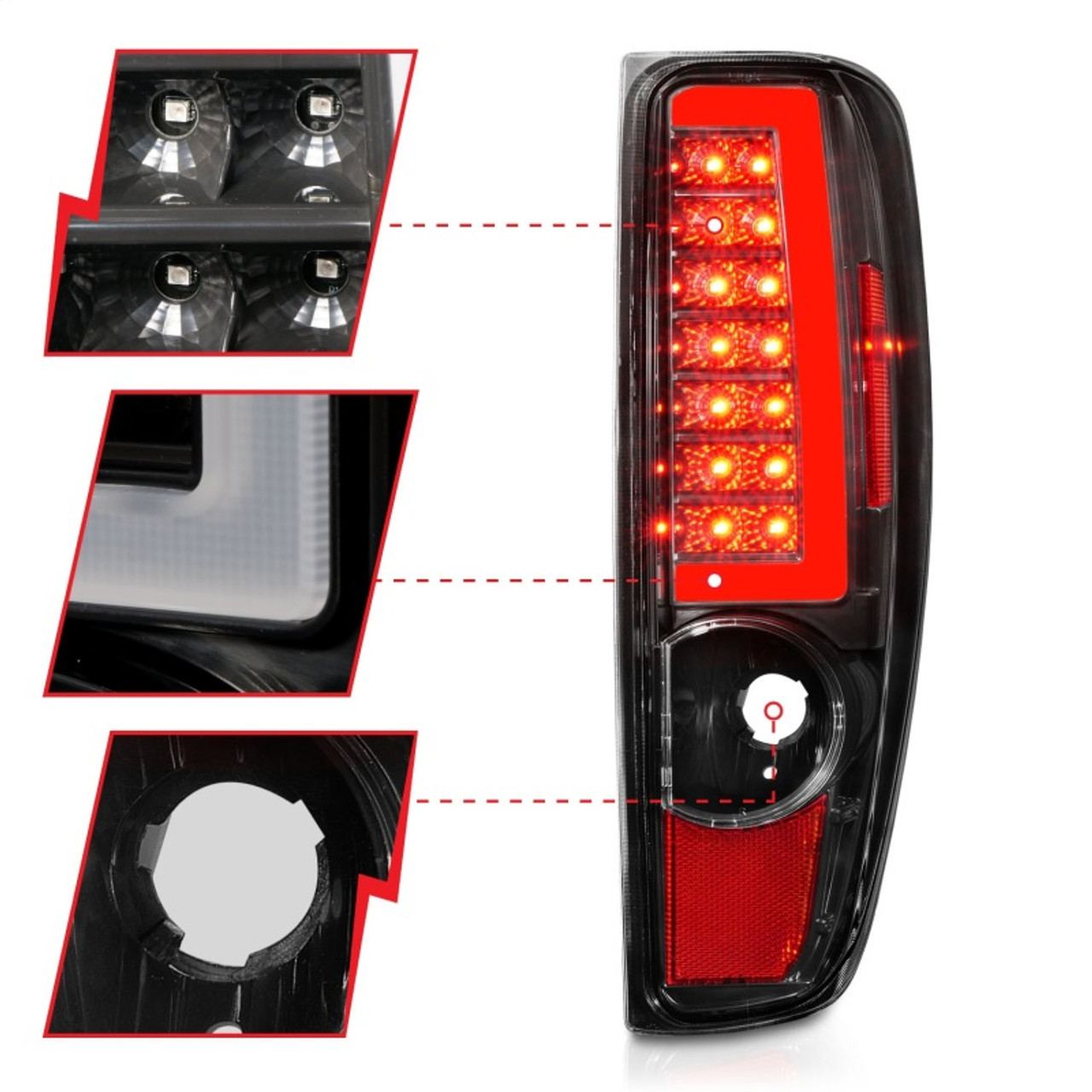 ANZO 2004-2012 Chevrolet Colorado/ GMC Canyon LED Tail Lights w/ Light Bar Black Housing - 311382