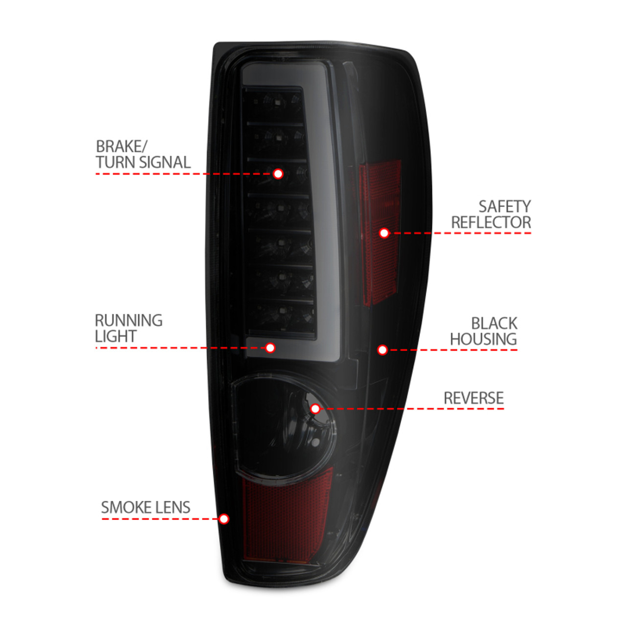 ANZO 2004-2012 Chevrolet Colorado/ GMC Canyon LED Tail Lights w/ Light Bar Black Housing Smoke Lens - 311383