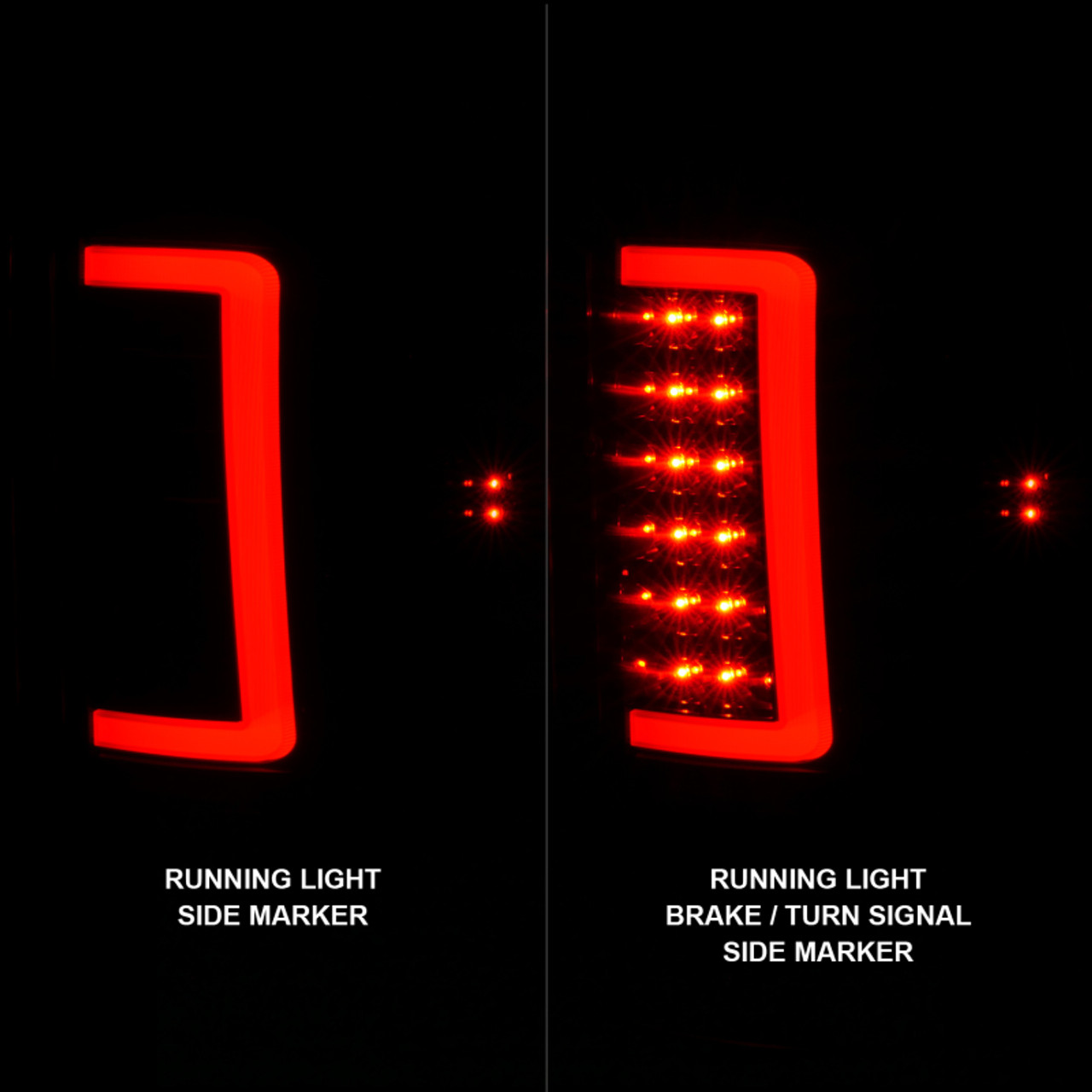 ANZO 2007-2013 GMC Sierra LED Tail Lights w/ Light Bar Black Housing Smoke Lens - 311389