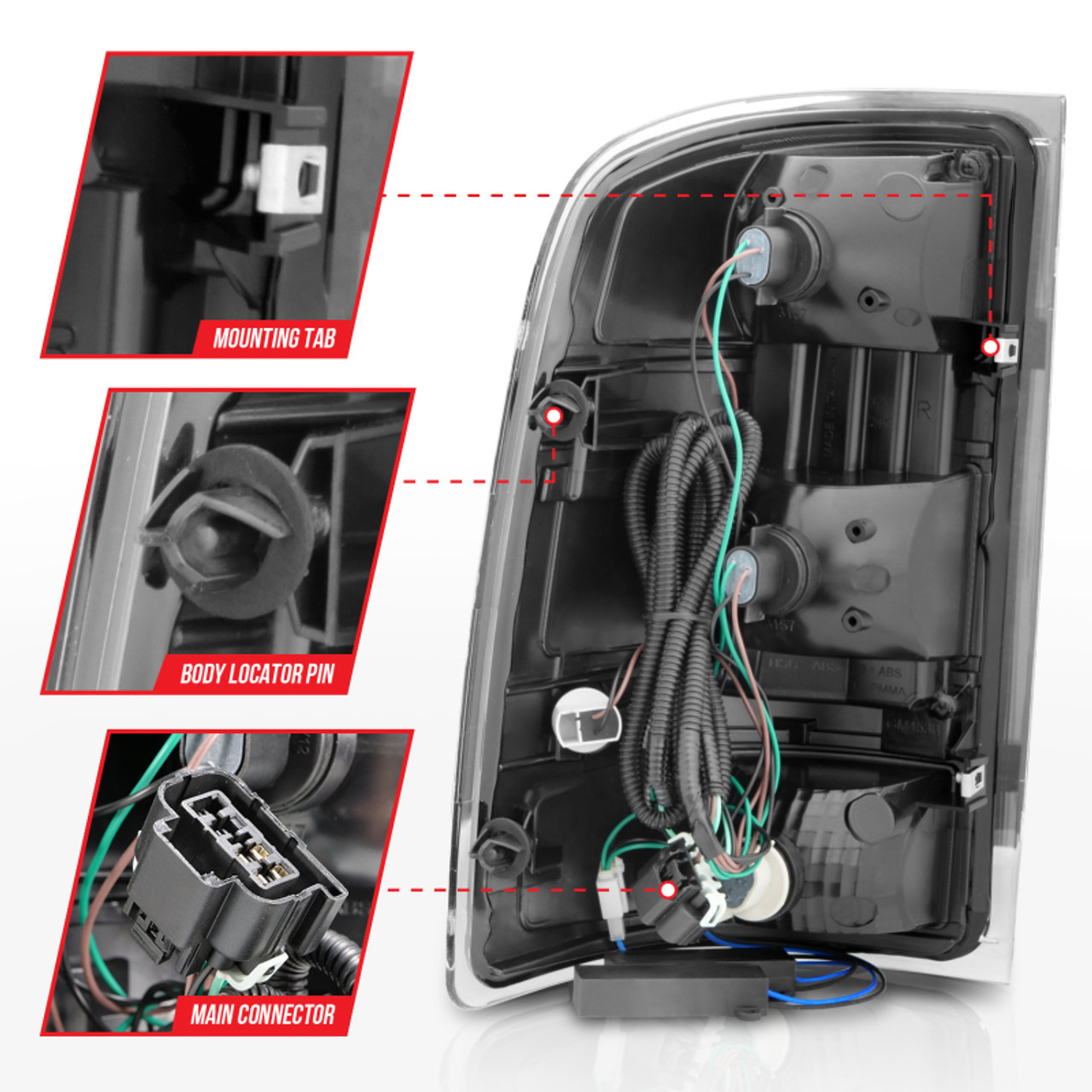 ANZO 2007-2013 GMC Sierra LED Tail Lights w/ Light Bar Black Housing Smoke Lens - 311389