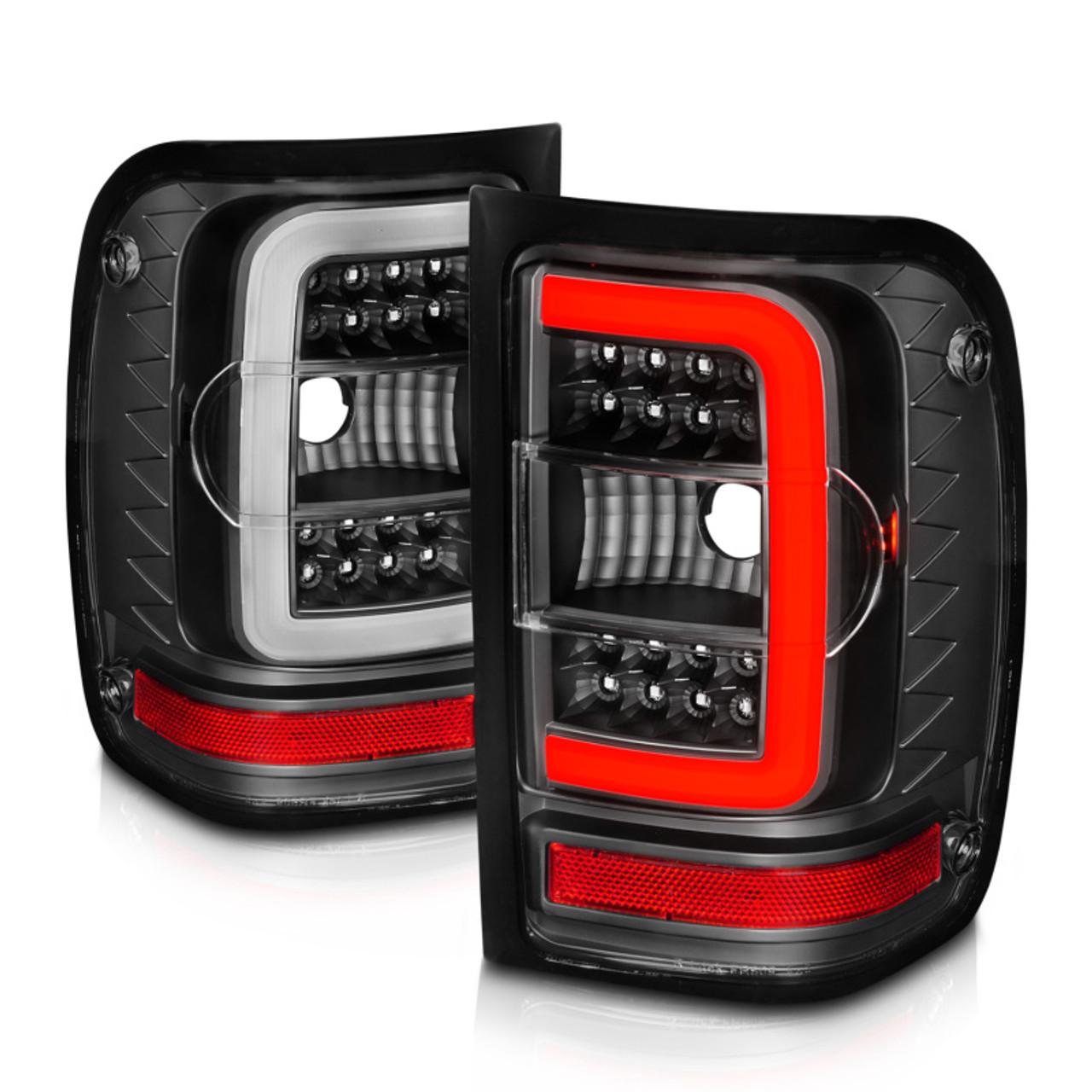 ANZO 2001-2011 Ford  Ranger LED Tail Lights w/ Light Bar Black Housing Clear Lens - 311390