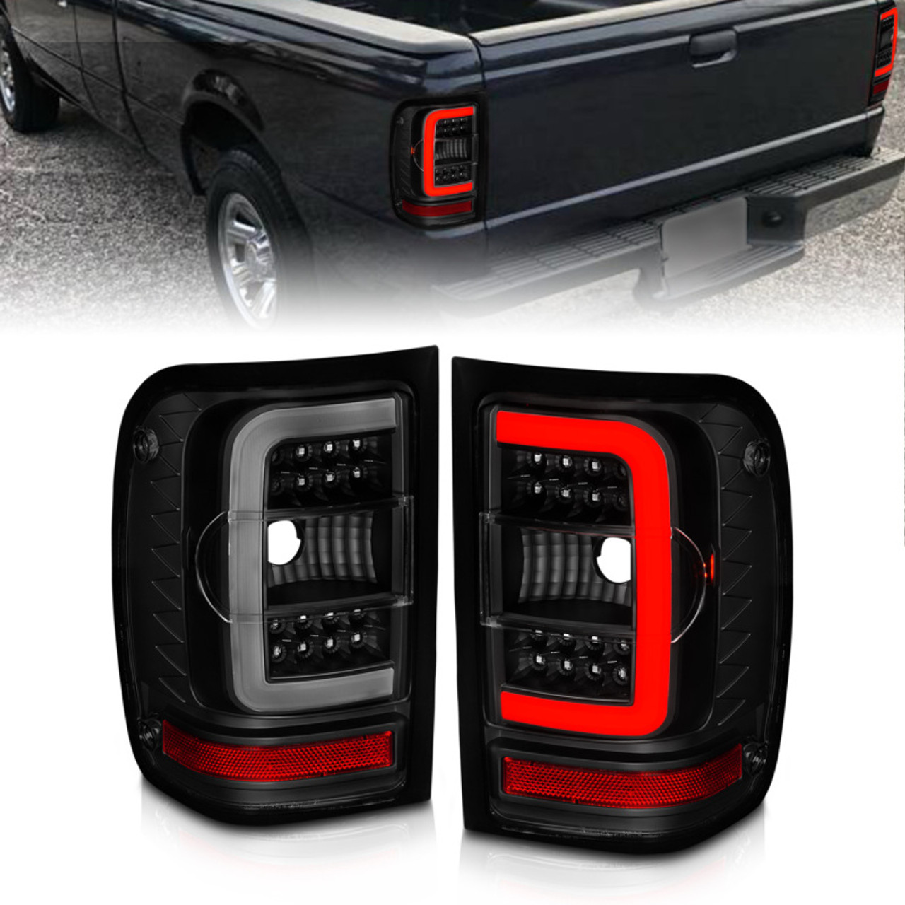 ANZO 01-11 Ford Ranger LED Taillights - Black Housing w/ Smoke Lens & Light Bar - 311391