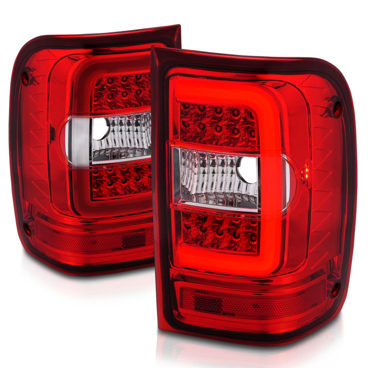 ANZO 2001-2011 Ford  Ranger LED Tail Lights w/ Light Bar Chrome Housing Red/Clear Lens - 311393