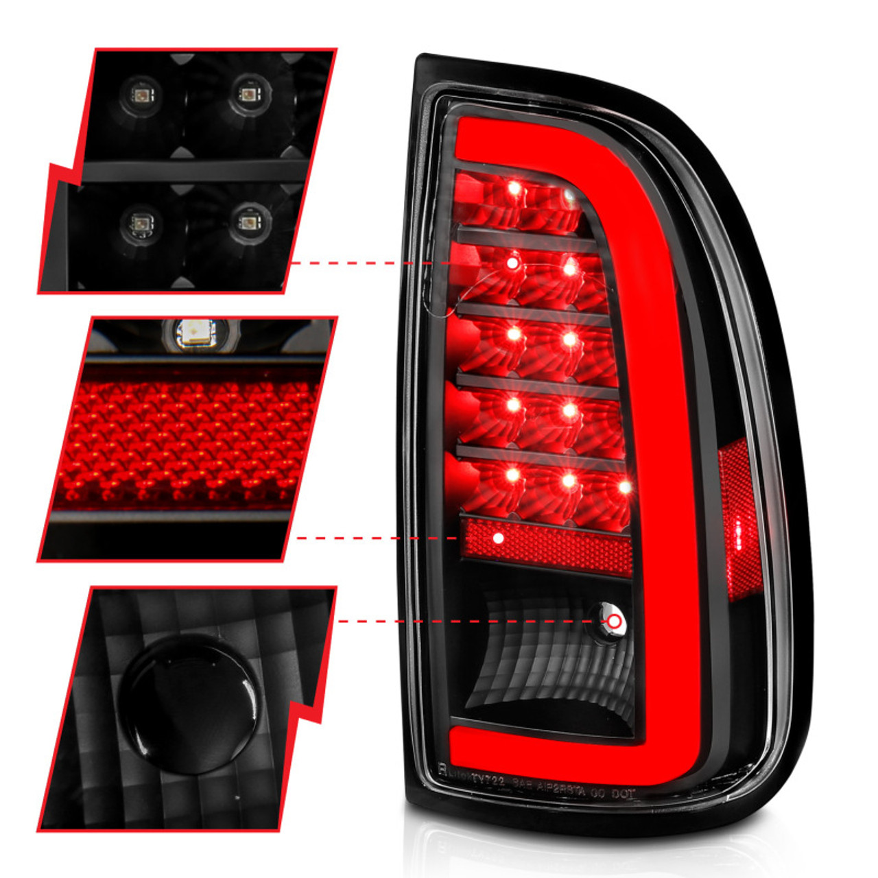 ANZO 00-06 Toyota Tundra LED Taillights w/ Light Bar Black Housing Clear Lens - 311411