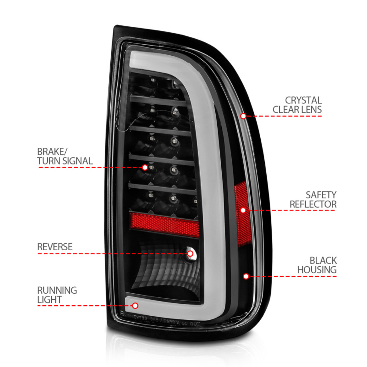 ANZO 00-06 Toyota Tundra LED Taillights w/ Light Bar Black Housing Clear Lens - 311411
