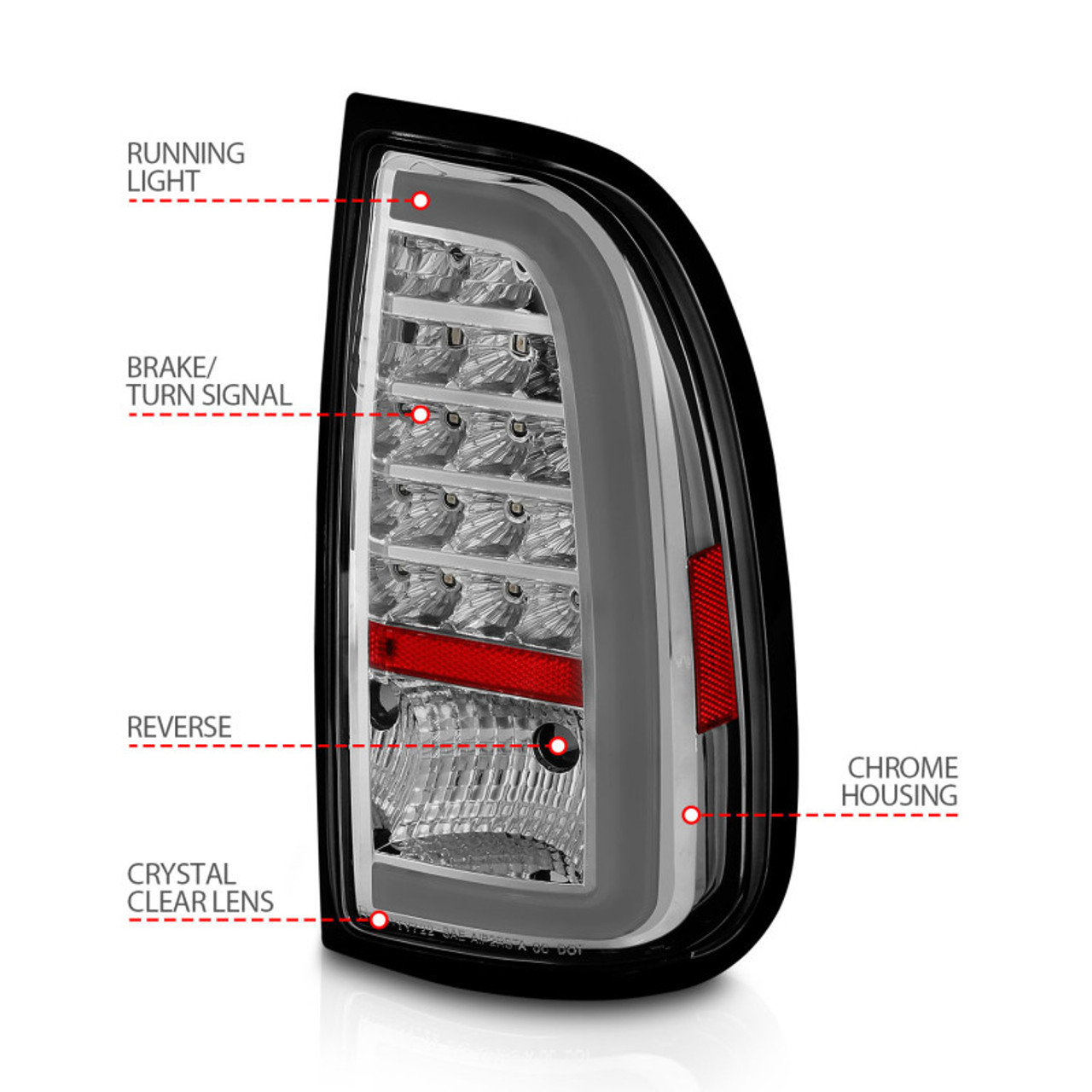 ANZO 00-06 Toyota Tundra LED Taillights w/ Light Bar Chrome Housing Clear Lens - 311413