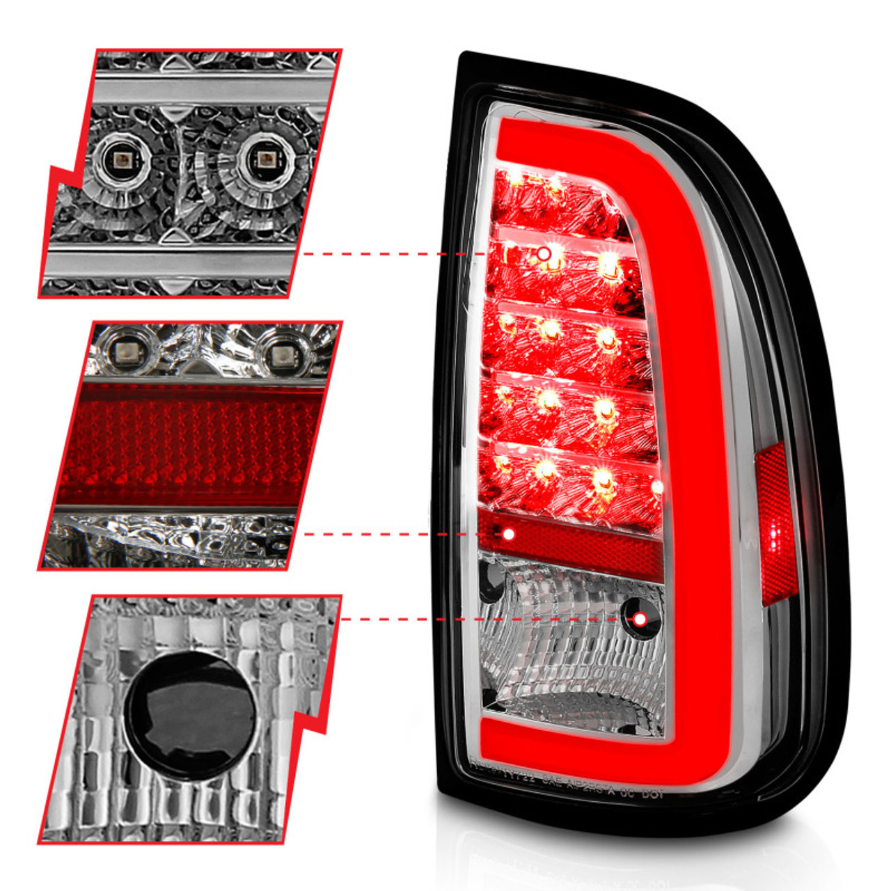 ANZO 00-06 Toyota Tundra LED Taillights w/ Light Bar Chrome Housing Clear Lens - 311413