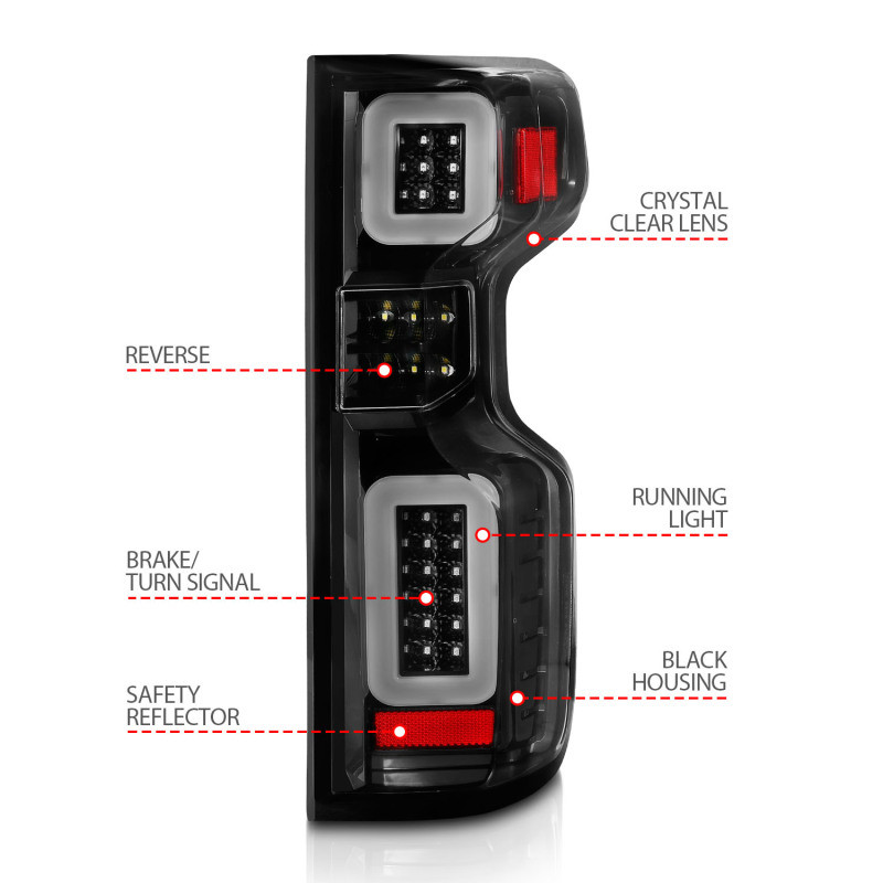 Anzo 19-21 Chevy Silverado Work TruckFull LED Tailights Black Housing Clear Lens G2 (w/C Light Bars) - 311417