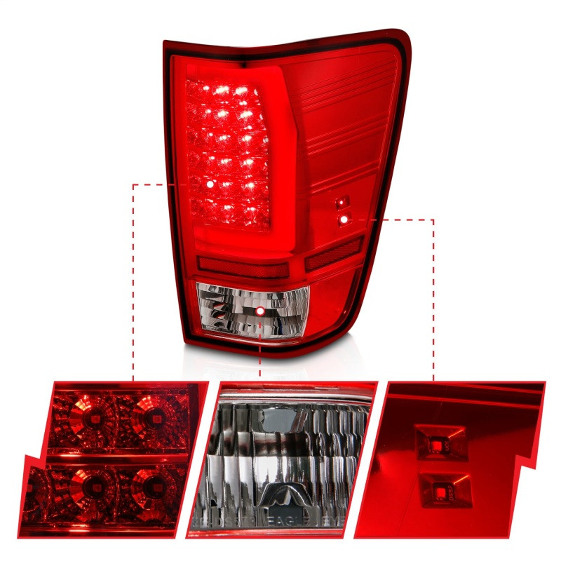 Anzo 04-15 Nissan Titan Full LED Tailights Chrome Housing Red/Clear Lens - 311422