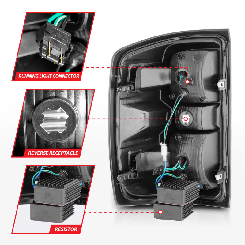 ANZO 15-19 Chevy Silverado 2500HD/3500HD (Halgn Only) LED Tail Lights w/Black Light Bar & Clear Lens - 311425