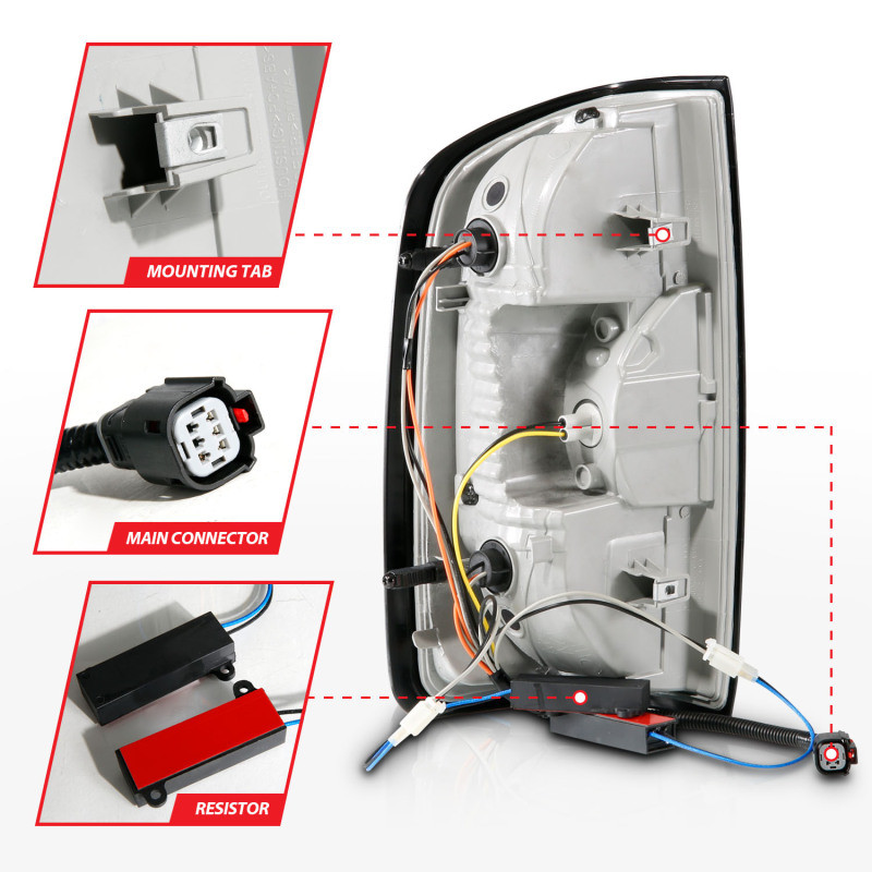 ANZO 15-21 Chevrolet Colorado Full LED Tail Lights w/ Red Lightbar Black Housing Clear Lens - 311432