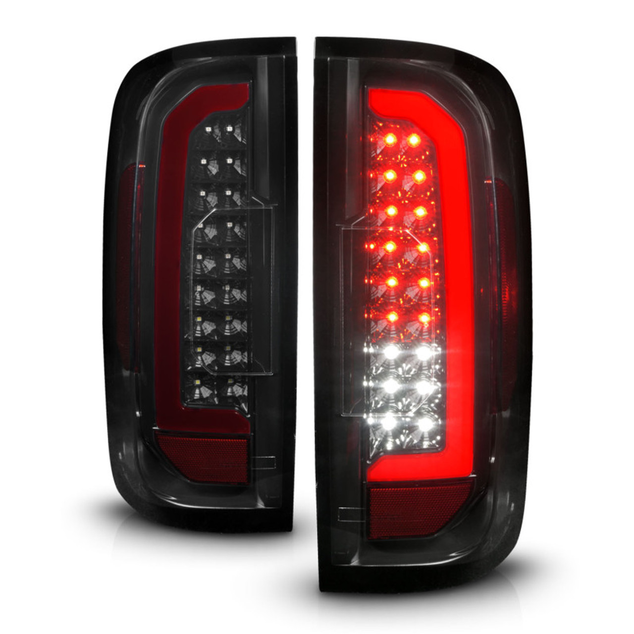 ANZO 15-21 Chevrolet Colorado Full LED Tail Lights w/ Red Lightbar Black Housing Smoke Lens - 311433