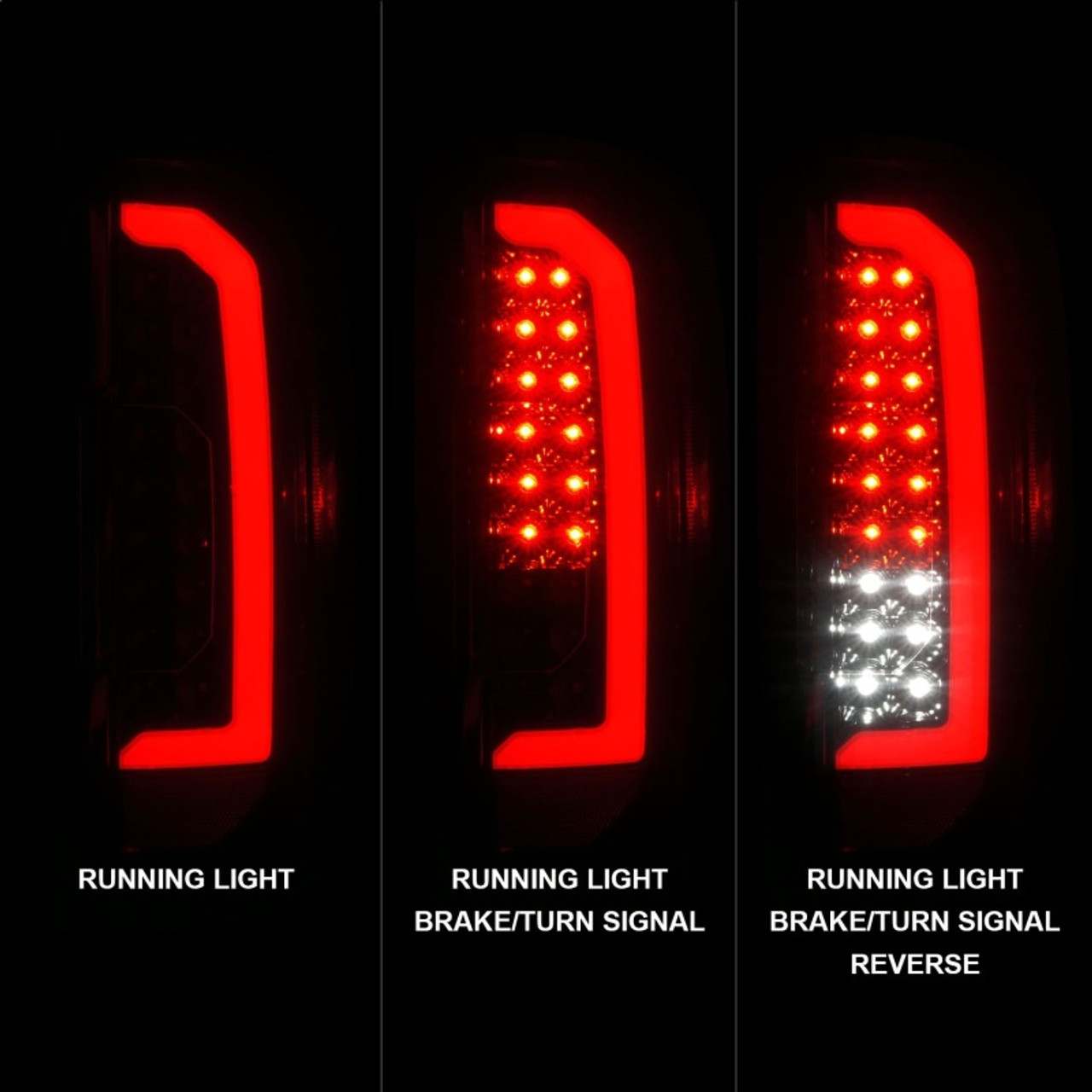 ANZO 15-21 GMC Canyon Full LED Tail Lights w/ Red Lightbar Black Housing Smoke Lens - 311435