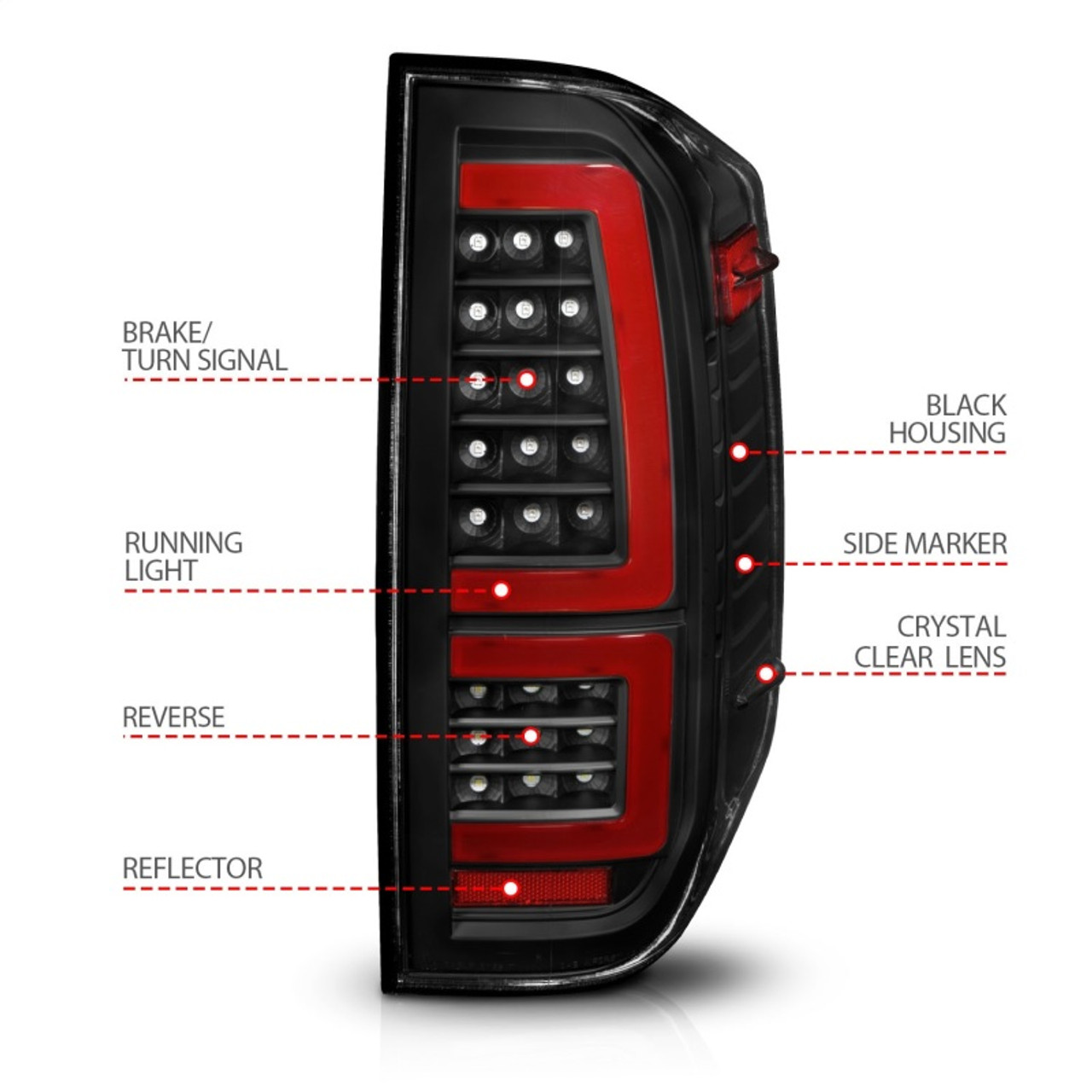 ANZO 2014-2021 Toyota Tundra LED Taillights Black Housing/Clear Lens - 311436
