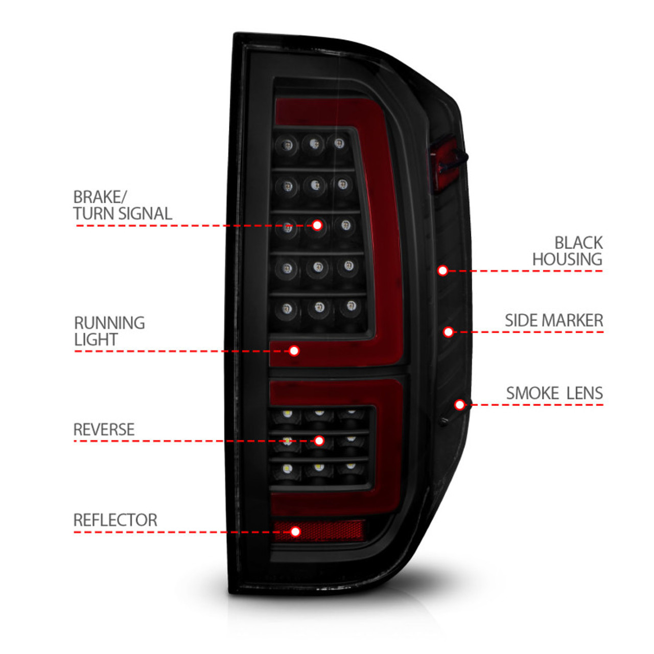ANZO 2014-2021 Toyota Tundra LED Taillights Black Housing/Smoke Lens - 311437