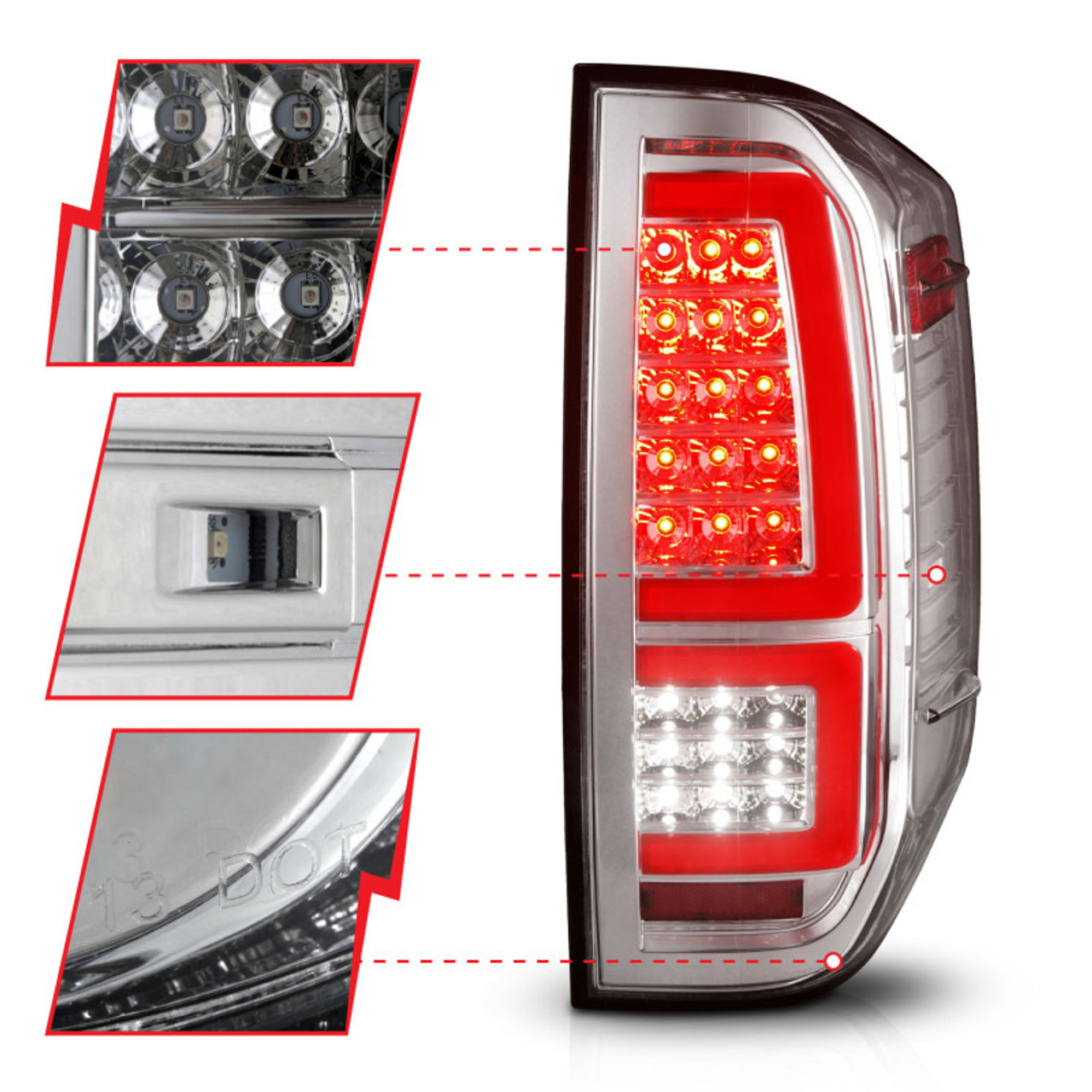 ANZO 2014-2021 Toyota Tundra LED Taillights Chrome Housing/Clear Lens - 311438