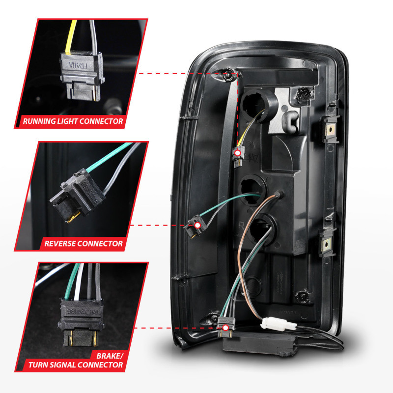 ANZO 00-06 Chevrolet Tahoe / GMC Yukon Full LED Taillights w/ Lightbar Black Housing/Smoke Lens - 311449