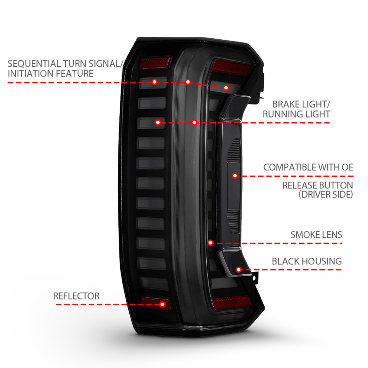 ANZO 22-24 Toyota Tundra Z-Series Full LED Tail Lights Smoke Lens Init/SeqSig- Pair - 311455X