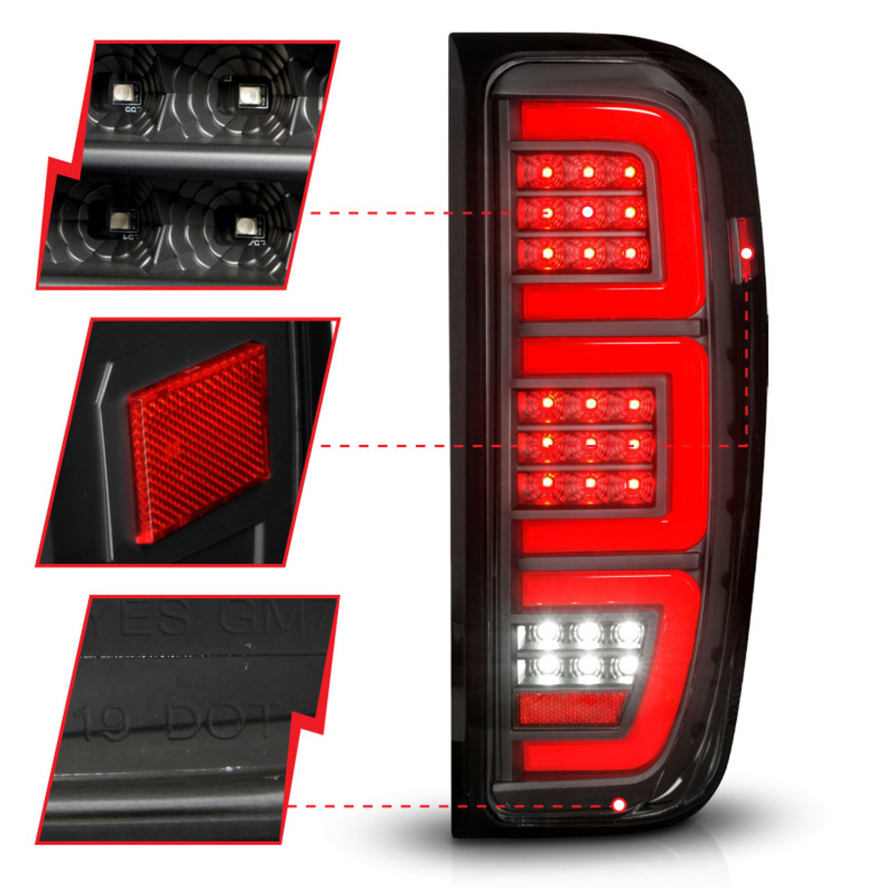 Anzo 19-23 GMC Sierra 1500/2500HD/3500HD Black Replacement Full LED Bar Tail Light - 311457