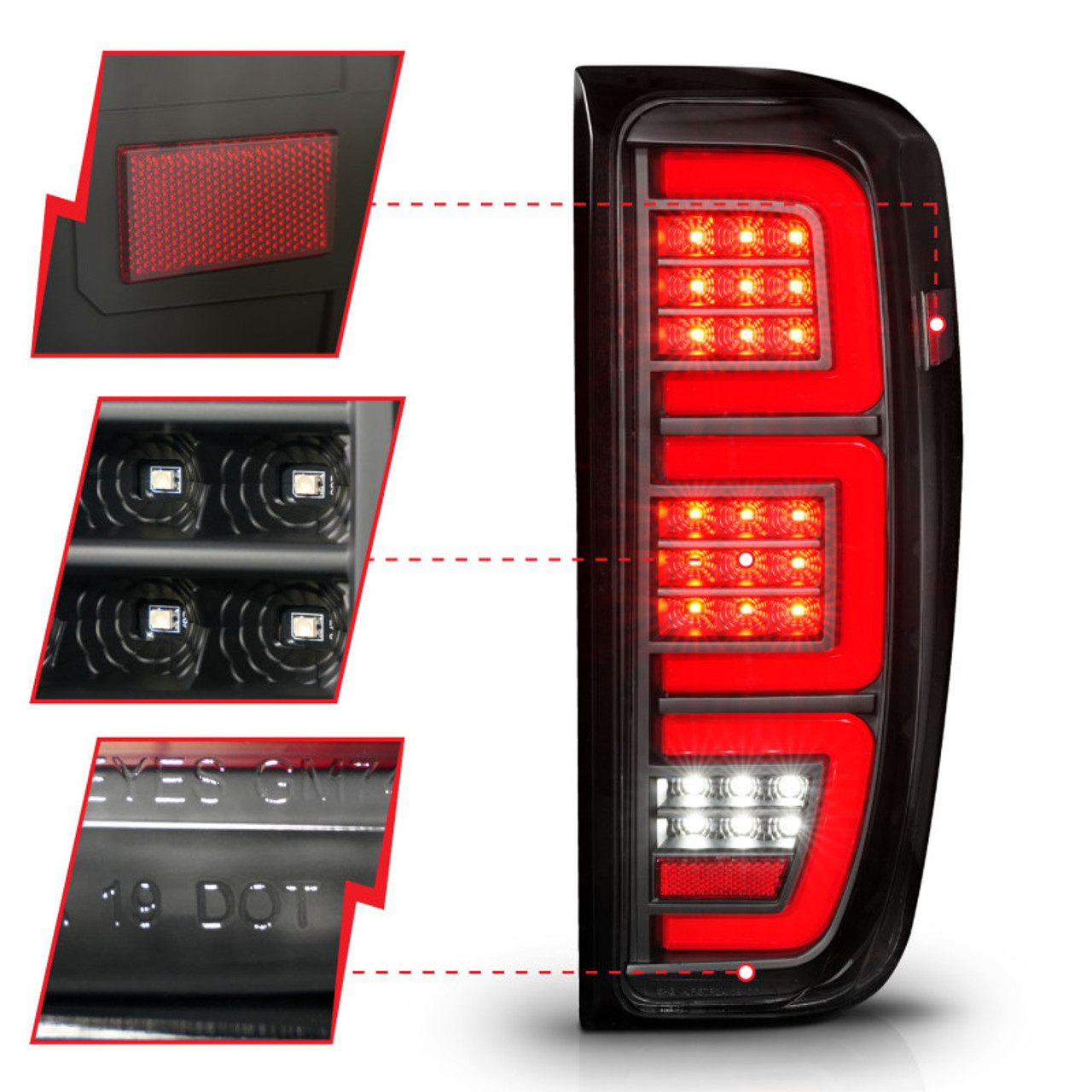 Anzo 19-23 GMC Sierra 1500/2500HD/3500HD Black Replacement Full LED Bar Tail Light - 311459
