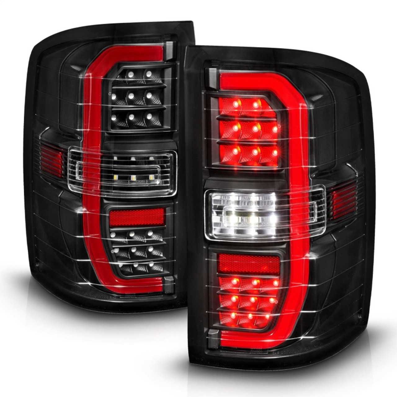 ANZO 14-18 GMC Sierra 1500 Full LED Taillights Black Housing Clear Lens (w/C Light Bars) - 311464