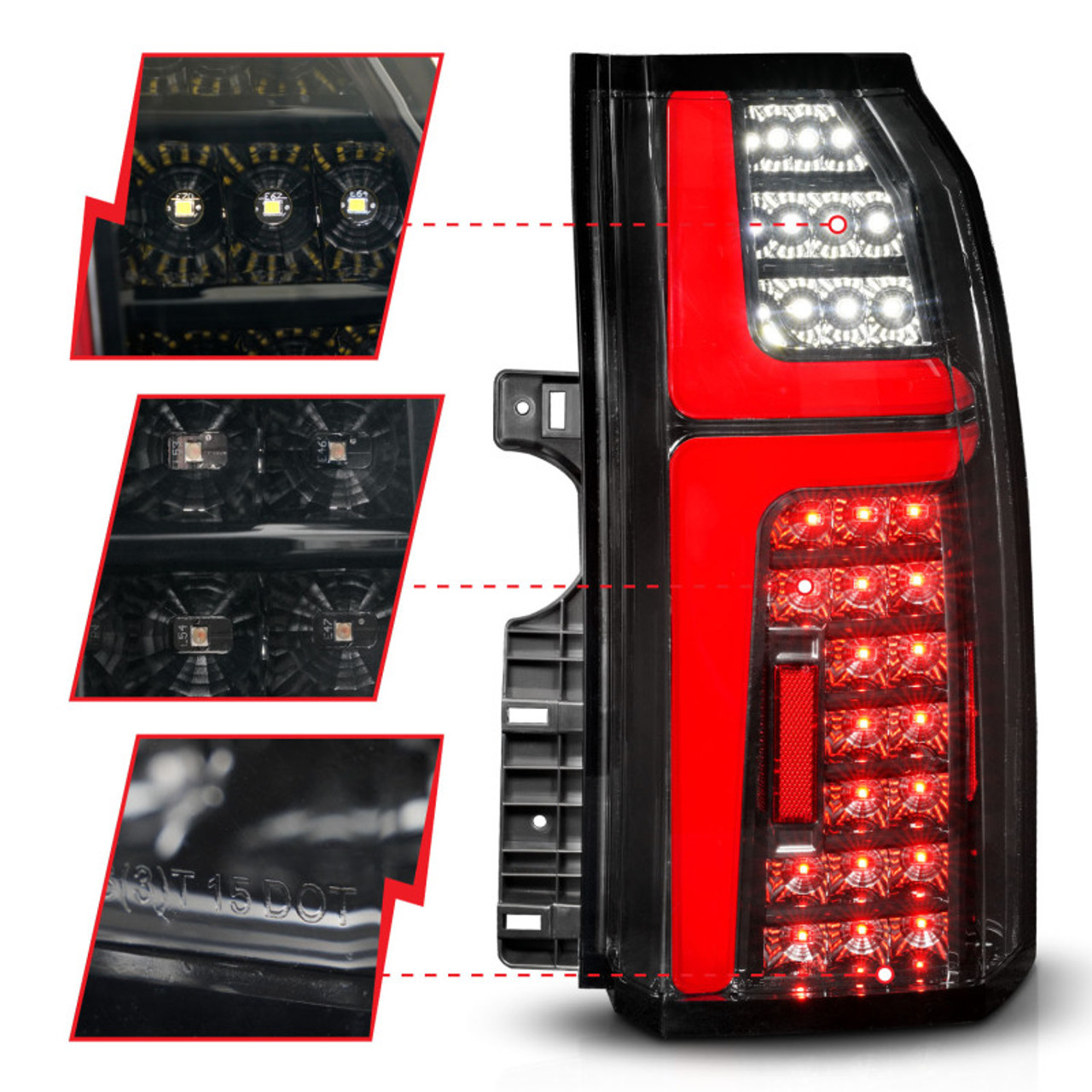 ANZO 15-20 Chevrolet Tahoe Sequential LED Tube Taillights Black - 311467