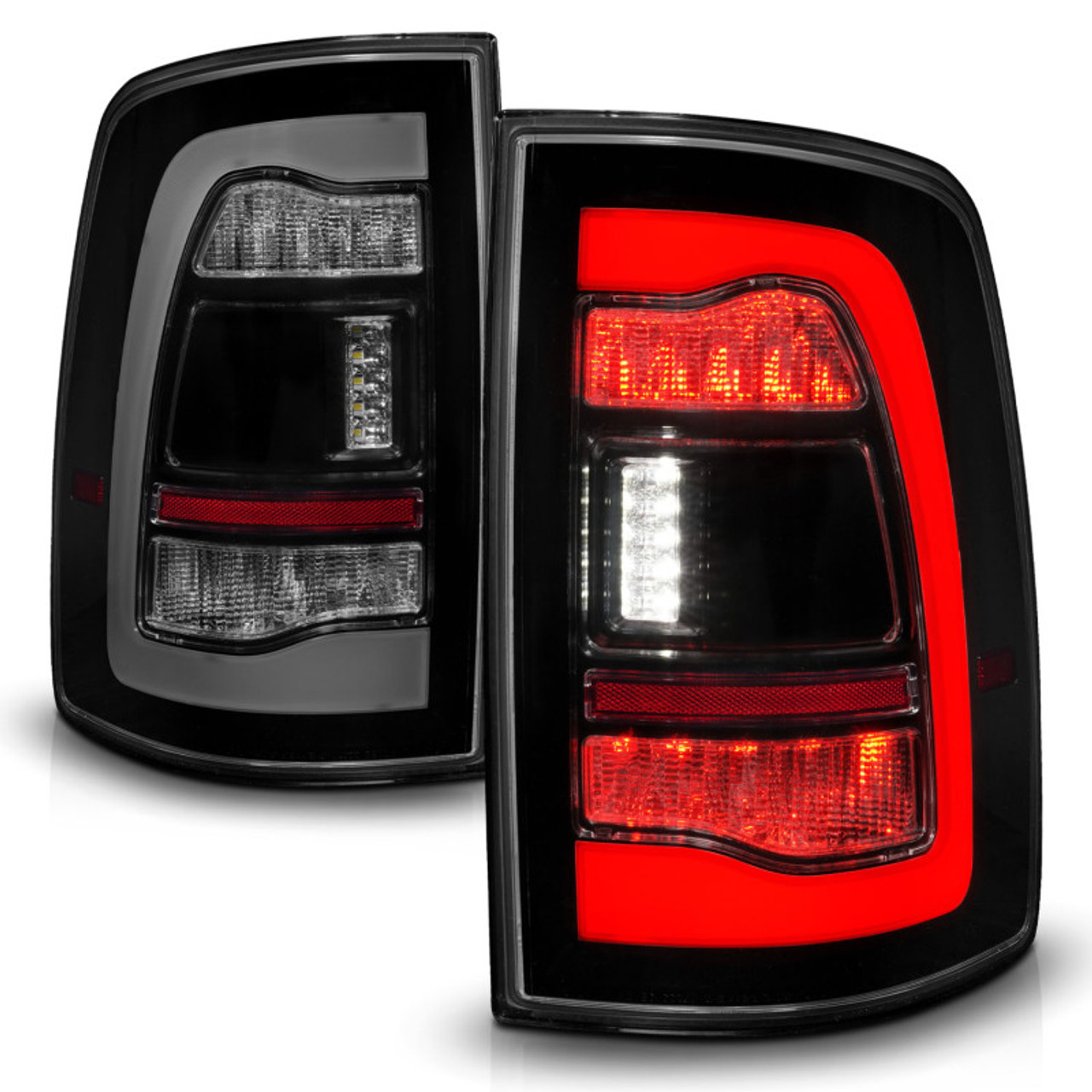 ANZO 09-18 Dodge Ram 1500 Sequential LED Taillights Smoke Black - 311470