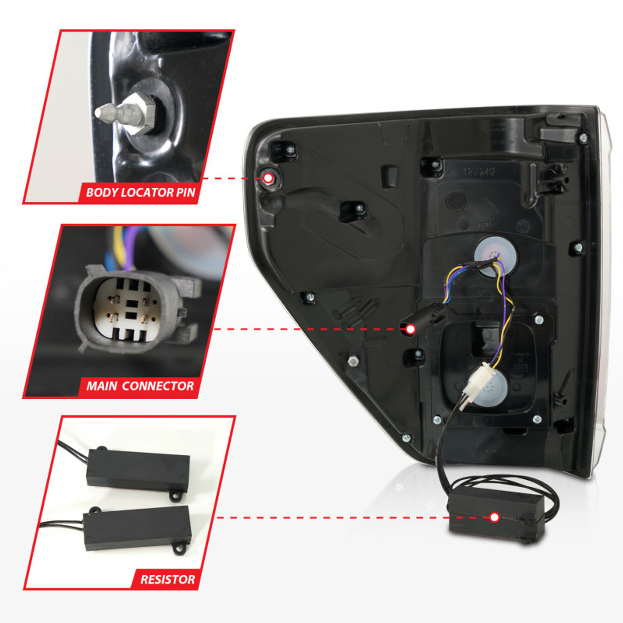 ANZO 21-23 Ford F-150 LED Taillights Seq. Signal w/BLIS Cover - Black (For Factory Halogen ONLY) - 311475