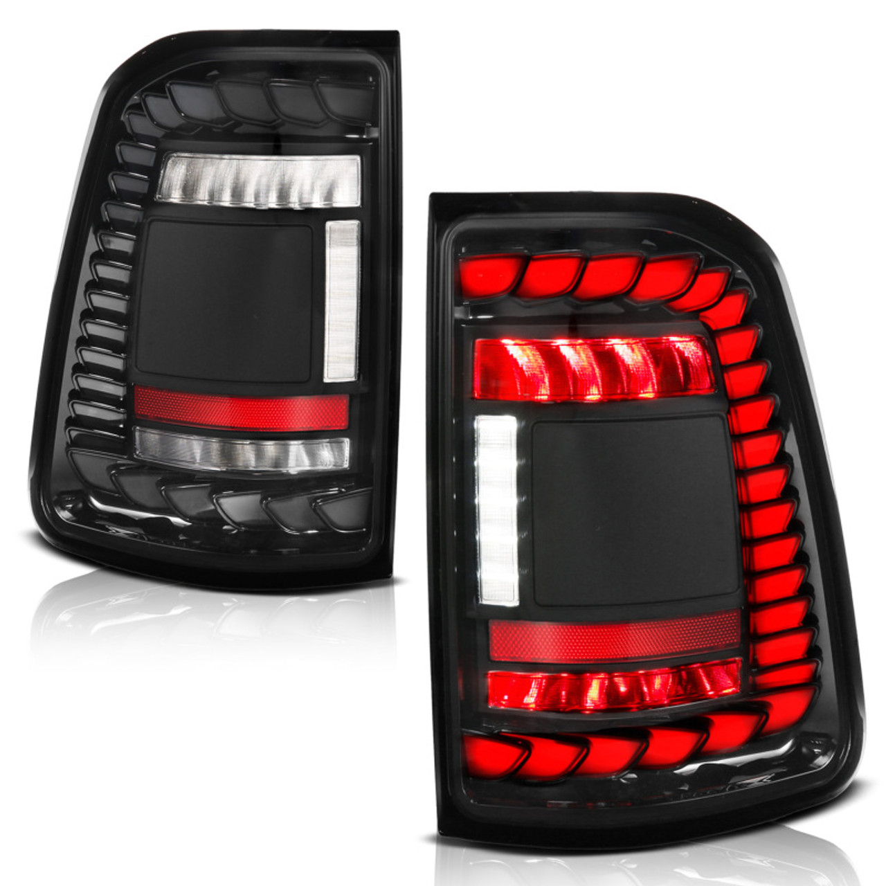 ANZO 19-24 RAM 1500 (Factory LED Models ONLY) Full LED Tail Lights SeqSig Black - Pair - 311481A