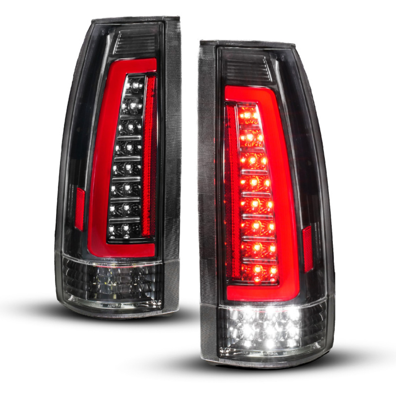 ANZO 88-99 Chevy/GMC C/K1500/2500/3500 Full LED Light Tube Taillights Black Housing Clear Lens - 311485