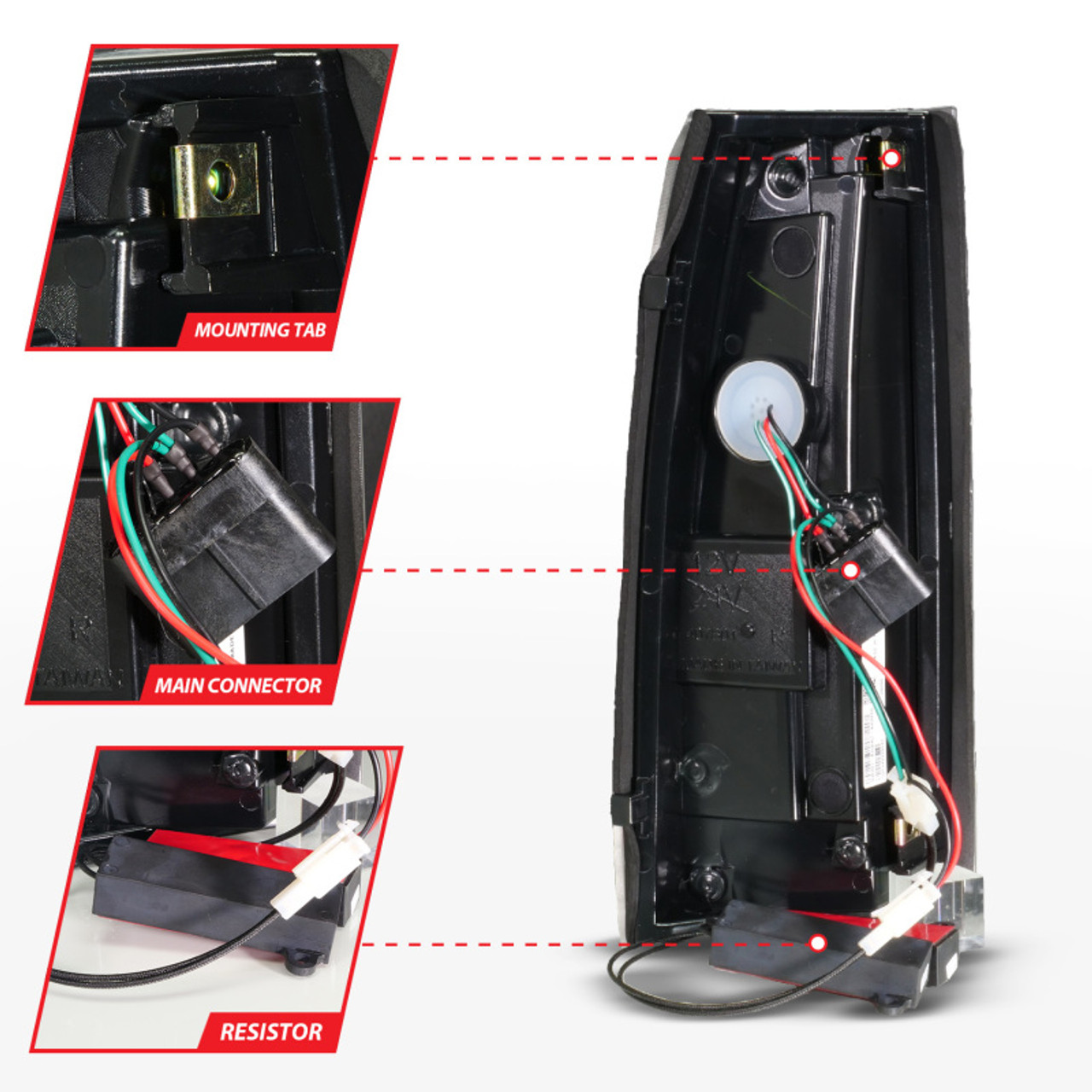 ANZO 88-99 Chevy/GMC C/K1500/2500/3500 Full LED Light Tube Taillights Black Housing Clear Lens - 311485