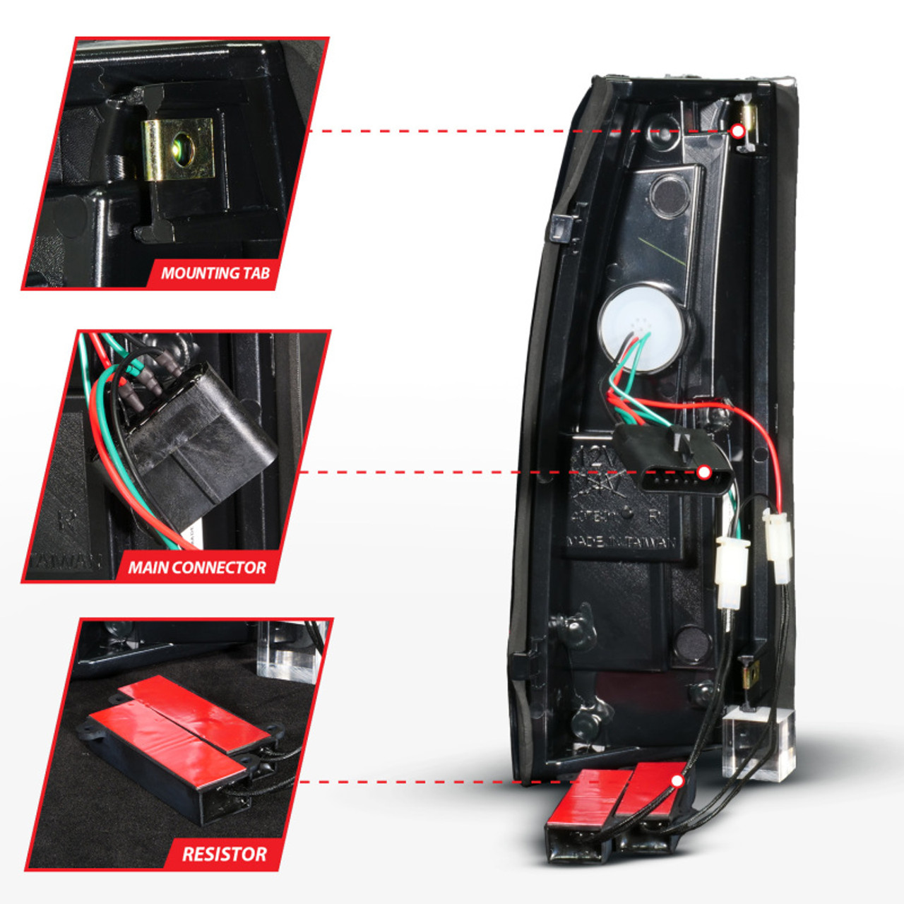 ANZO 88-99 Chevy/GMC C/K1500/2500/3500 Full LED Light Tube Taillights Black Housing Smoke Lens - 311486