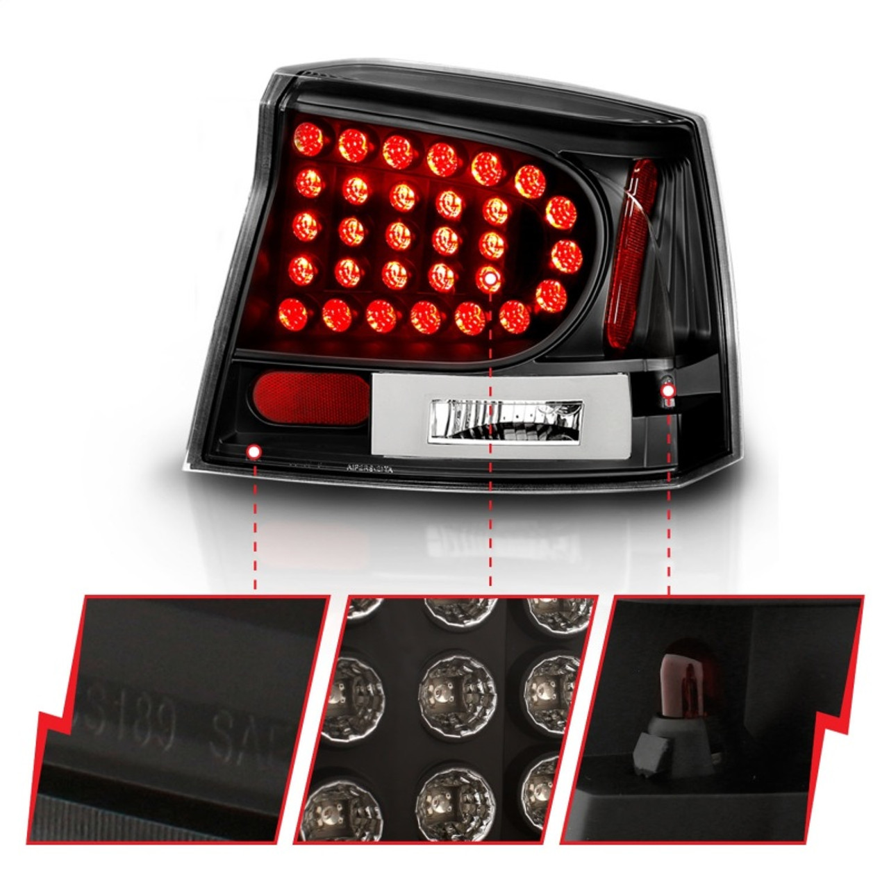 ANZO 2006-2008 Dodge Charger LED Taillights Black - 321014