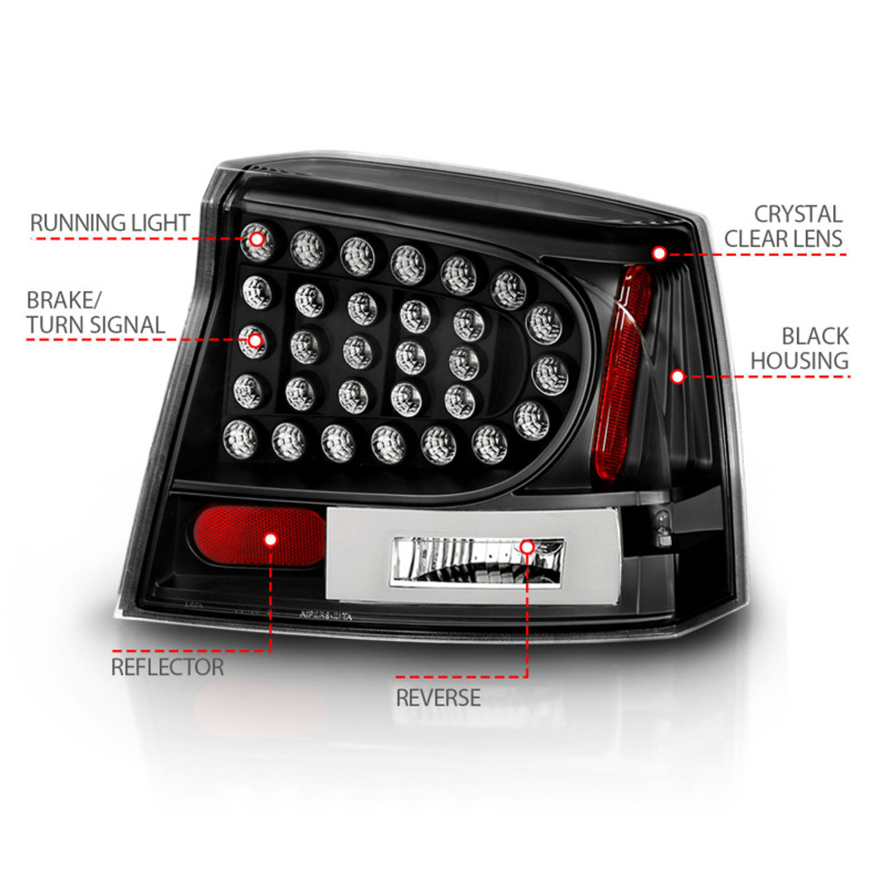 ANZO 2006-2008 Dodge Charger LED Taillights Black - 321014