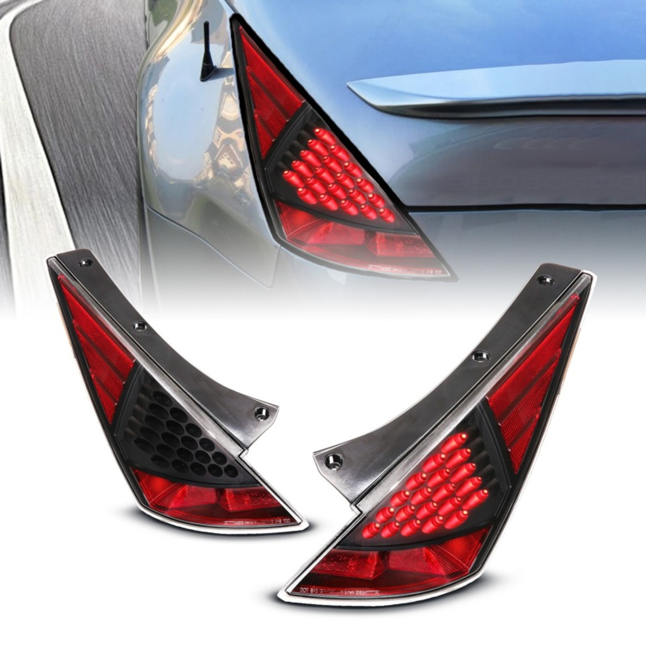 ANZO 2003-2005 Nissan 350Z LED Taillights Black - 321099