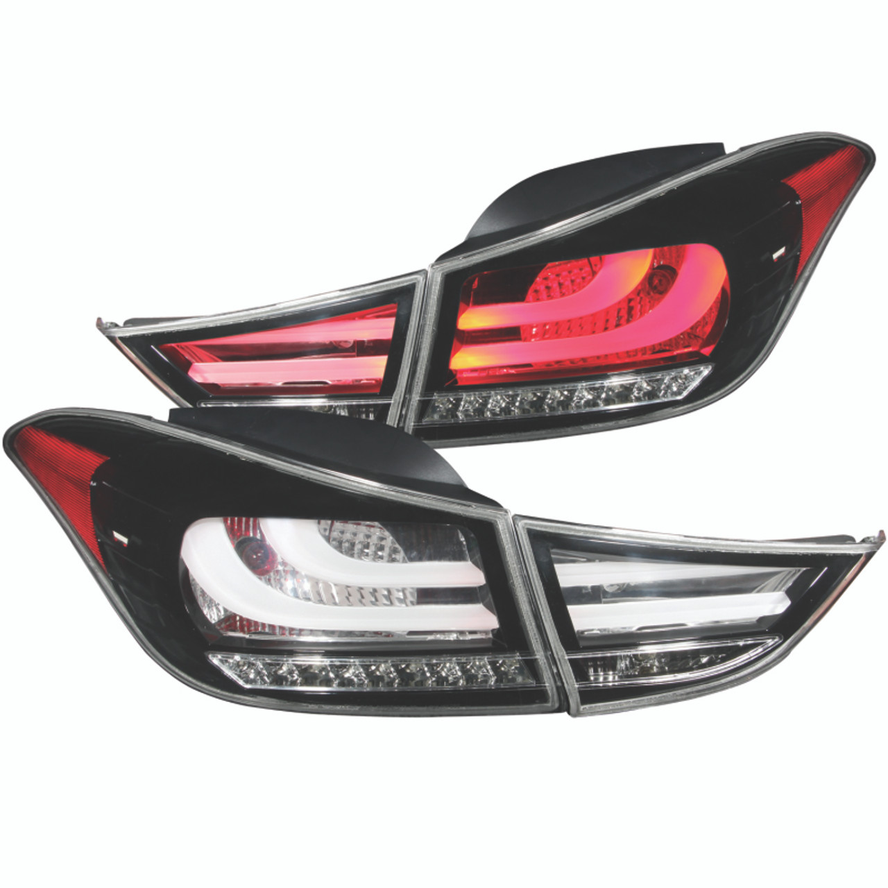 ANZO 2011-2013 Hyundai Elantra LED Taillights Black 4pc - 321298