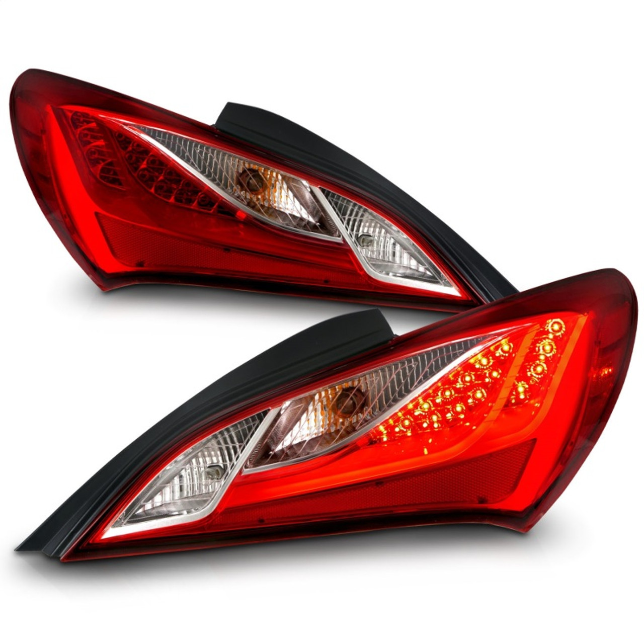 ANZO 2010-2013 Hyundai Genesis LED Taillights Red/Clear - 321334