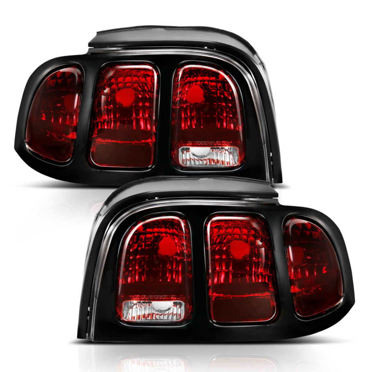 ANZO 1994-1998 Ford Mustang Taillight Dark Red Lens (OE Style) - 321350