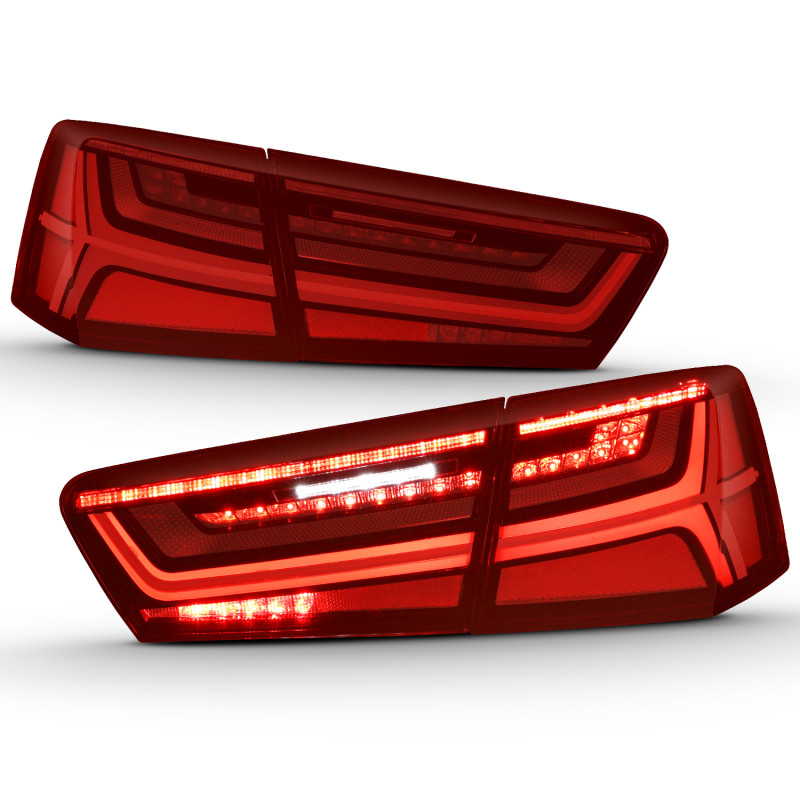 ANZO 2012-2018 Audi A6 LED Taillight Black Housing Red/Clear Lens 4 pcs (Sequential Signal) - 321353
